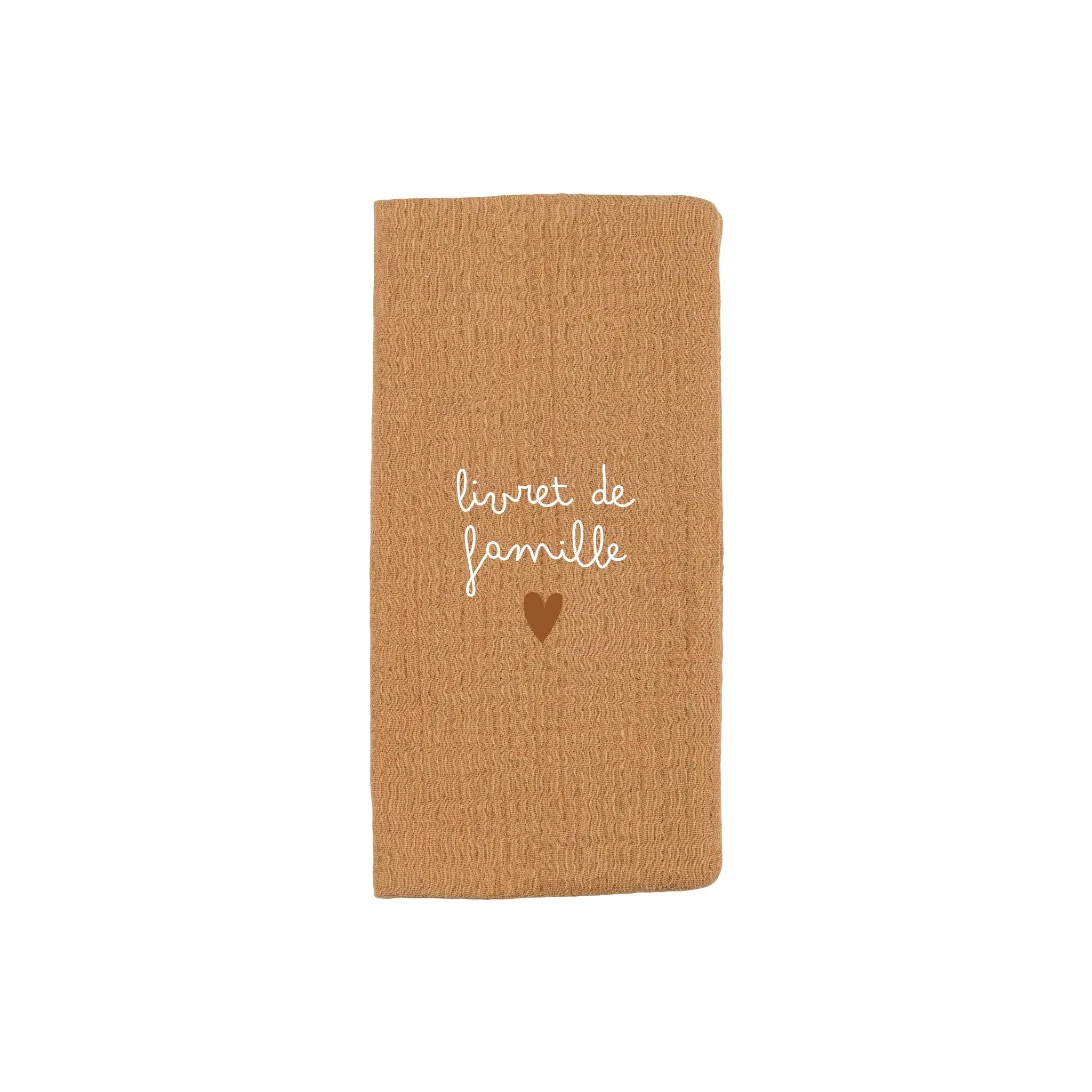 PROTECTED FAMILY BOOKLET IN CAMEL GAUZE
