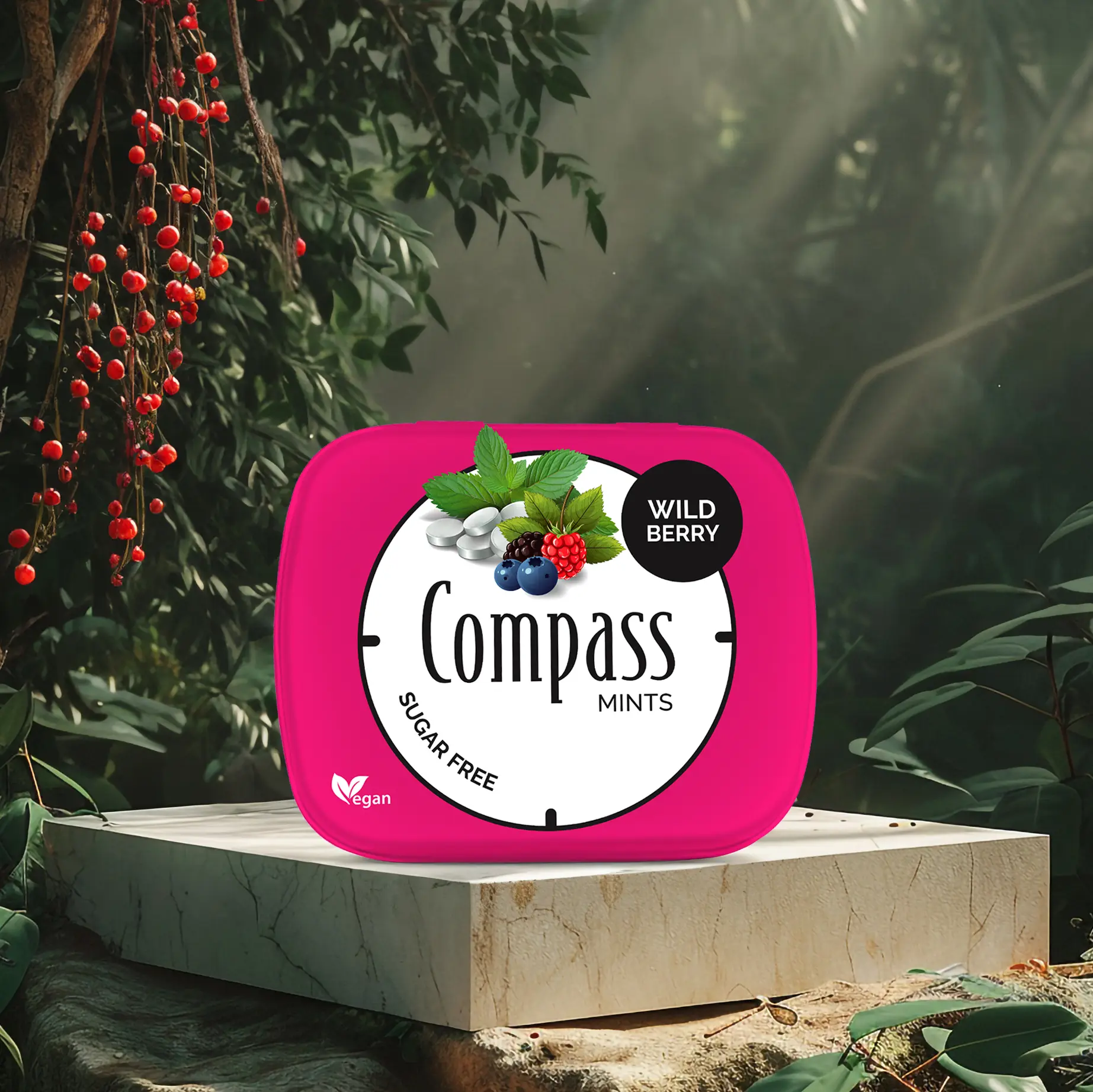 Breath Freshener Lozenges – Compass Mints – Wildberry 14 g – Sugar-Free