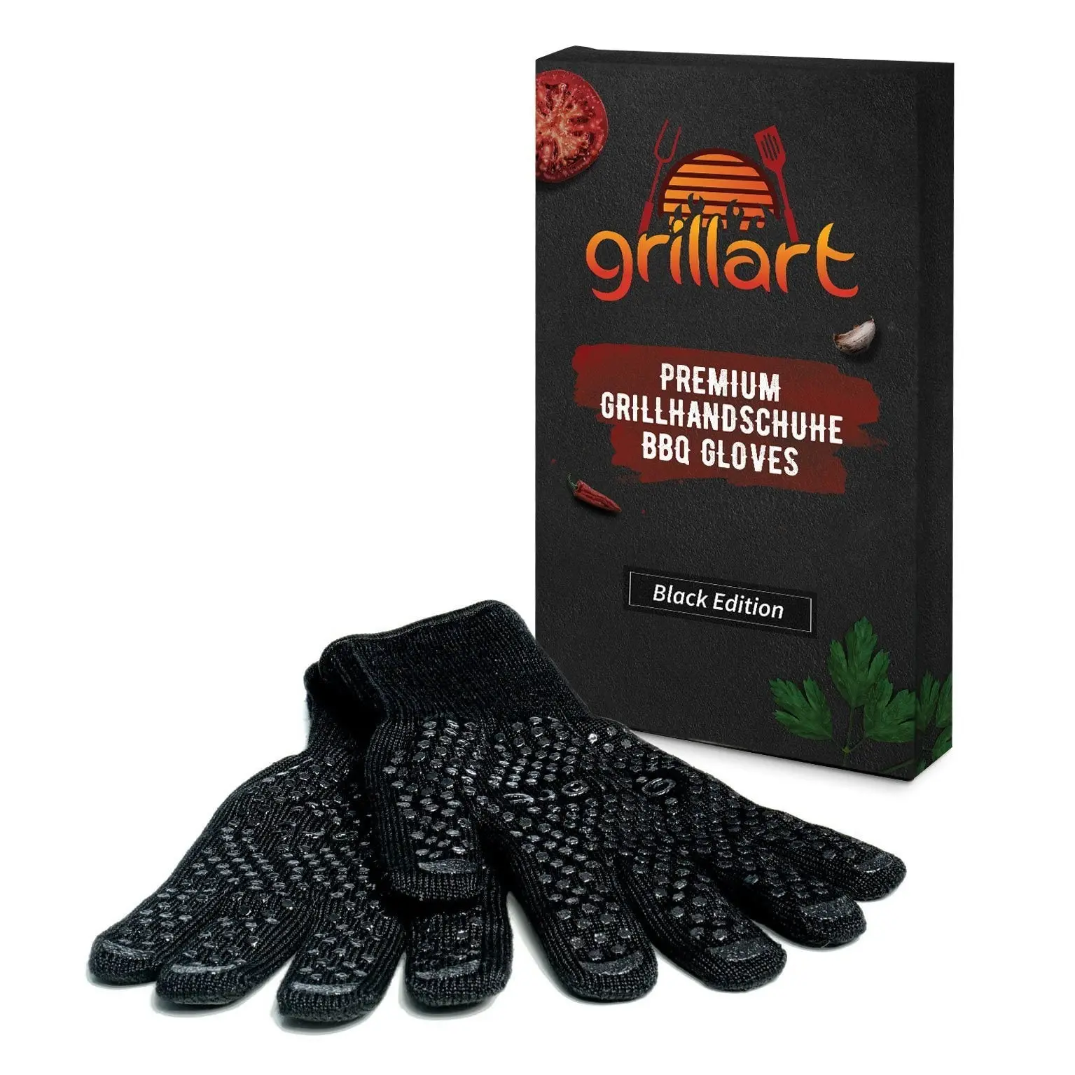 Hochwertige Grillhandschuh – extrem hitzebeständig aus Aramidfasern - Black Edition