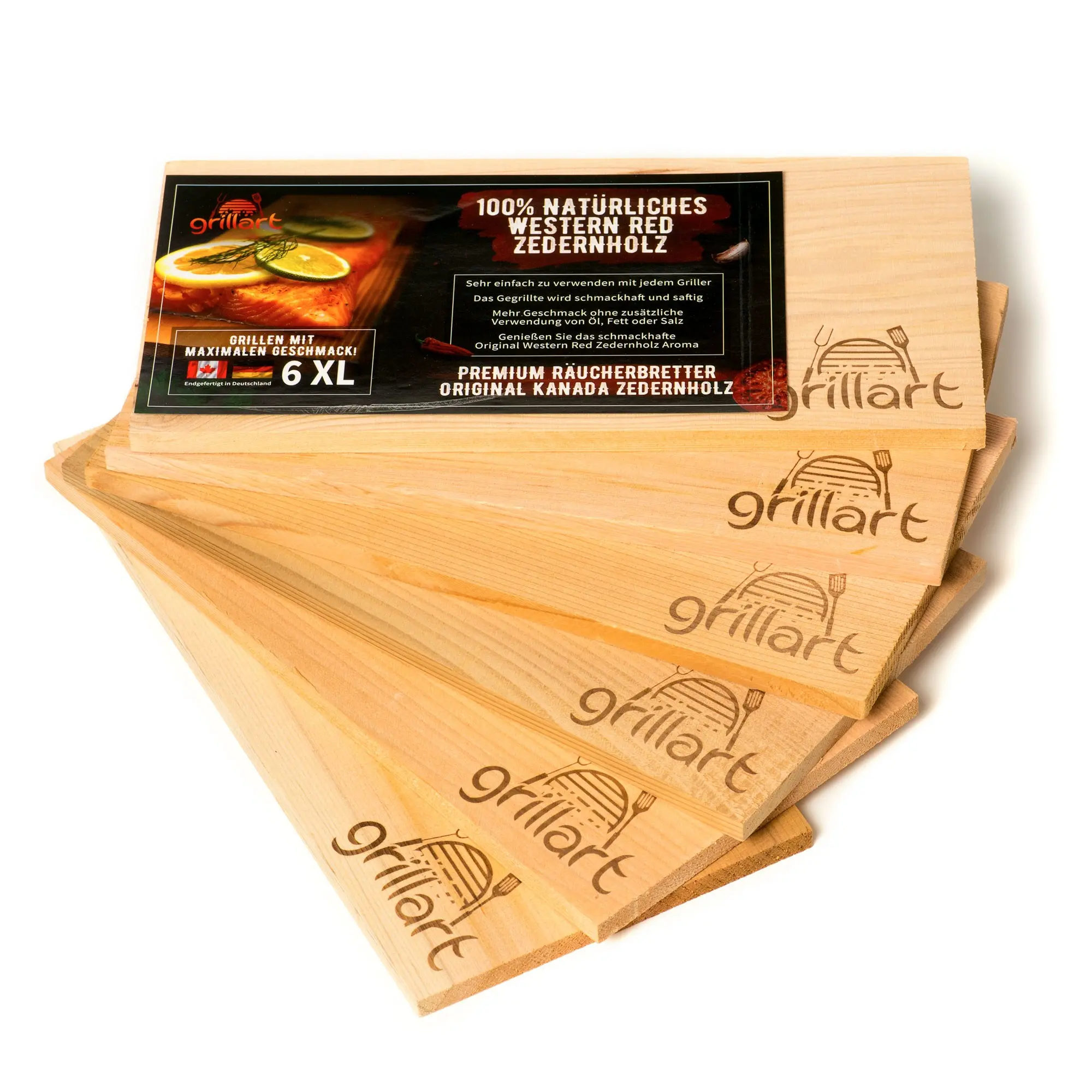 Zedernholzbretter zum Grillen –  aus 100% natürlichem Western Red Zedernholz – 6er Set