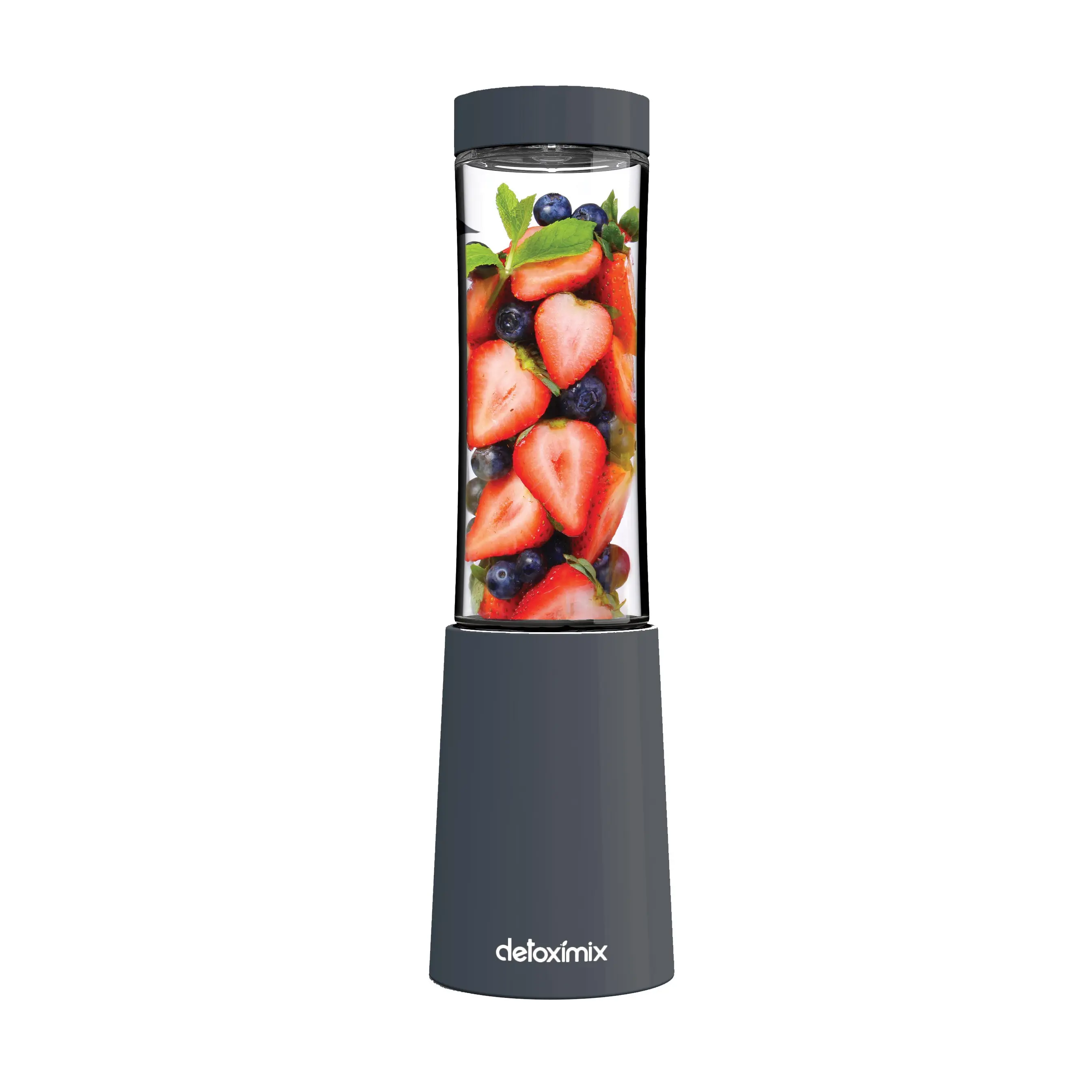 Mini frullatore grigio - In confezione regalo con 2 bottiglie in Tritan da 280 ml con sistema Mix & Go e ricettario.