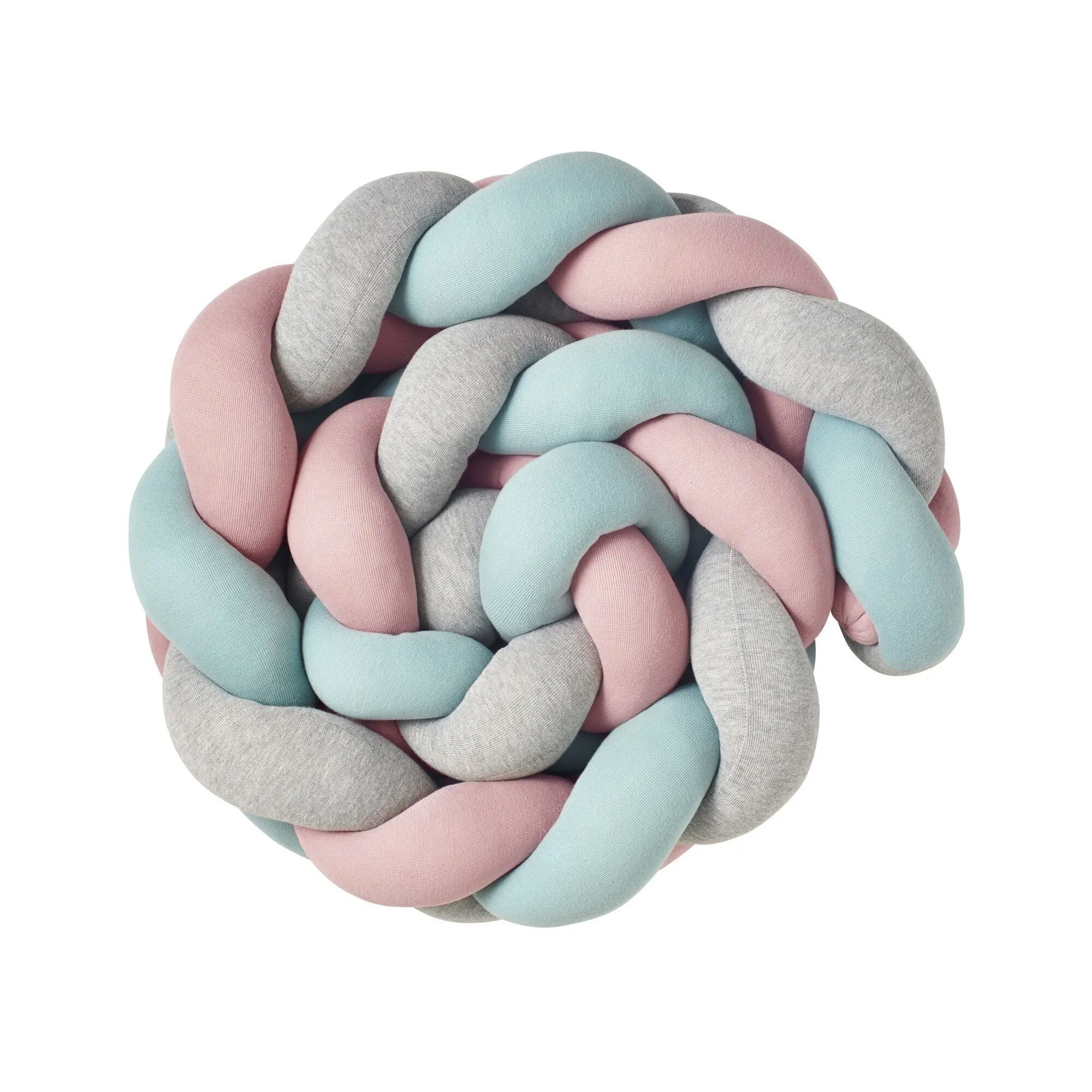 Bettschlange geflochten Jersey Trio Mint Rosa Grau