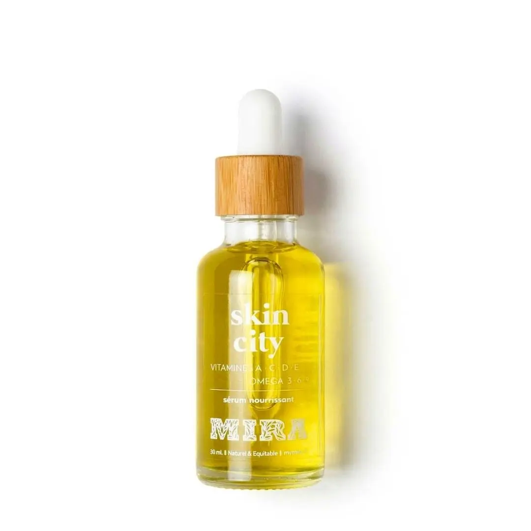 Sérum jour naturel - Skin City - Sérum à l'huile de kukui, moringa, carthame et huile essentielle de citron sauvage - Visage, corps, cheveux - Nourrissante, hydratante, raffermissante, fini non gras - 30 ml