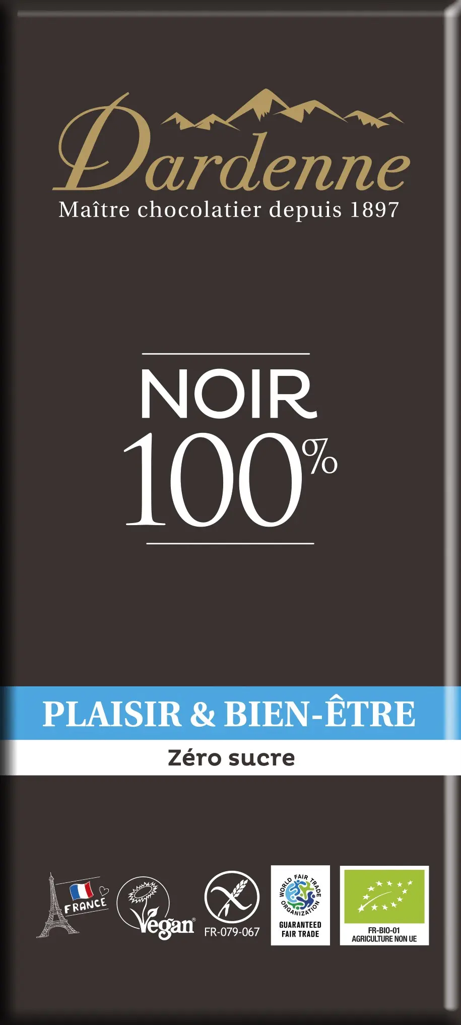 100% Dark Chocolate Tablet - No Added Sugars - 70g