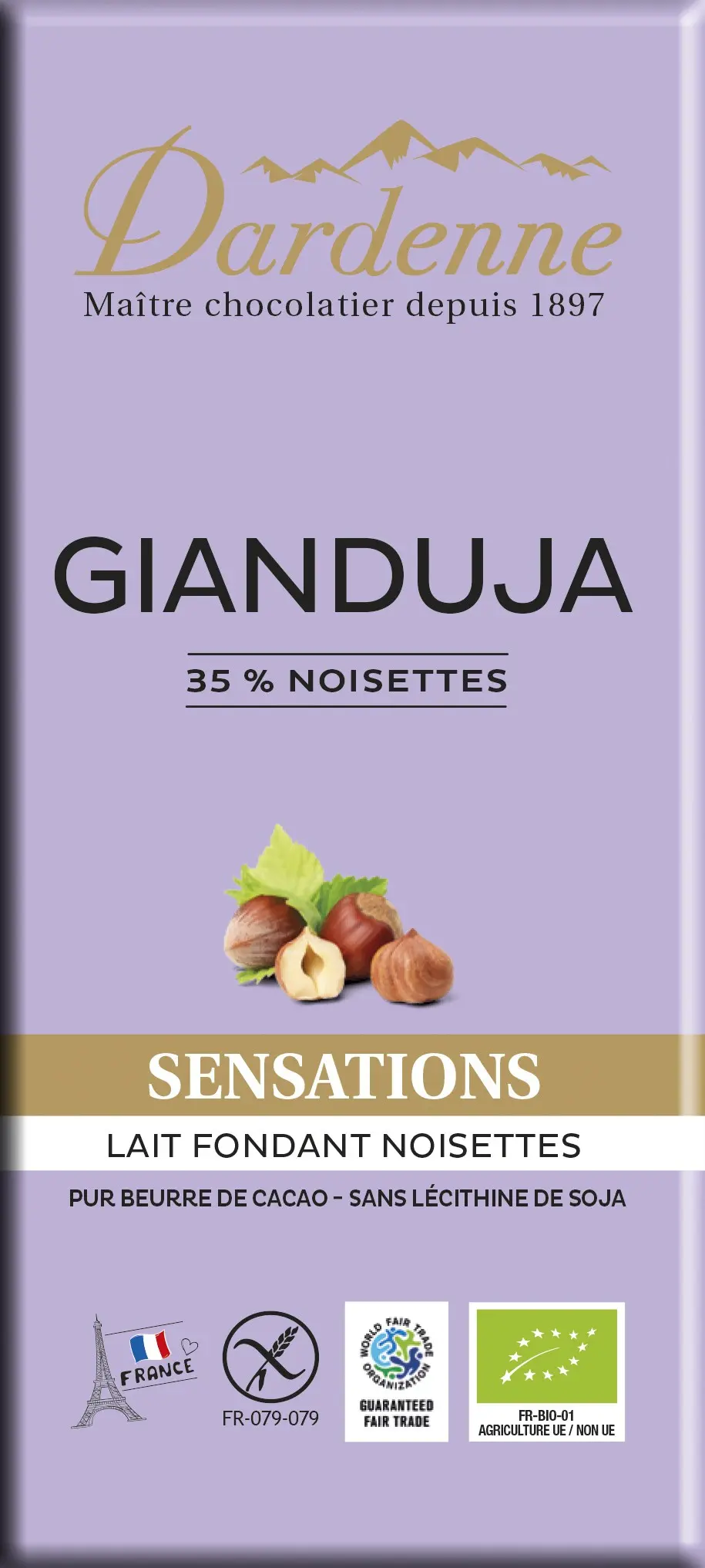 GIANDUJA - Milk Chocolate Bar 35% hazelnut cream 100g