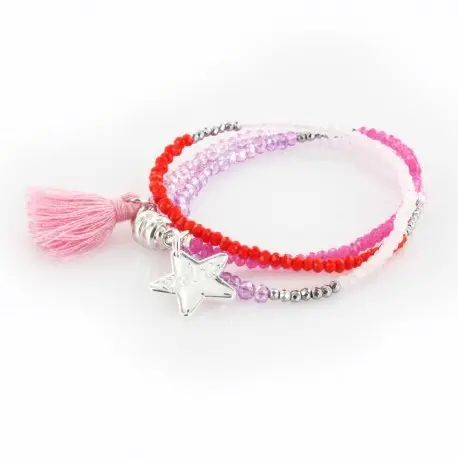 Women's triple silver and multicolored bracelet.1