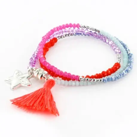 Women's triple silver and multicolored bracelet.2