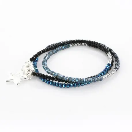 Women's bracelet triple black and beetle