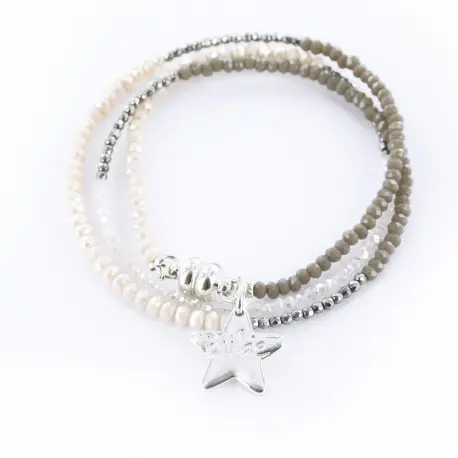Women's triple silver and nude bracelet