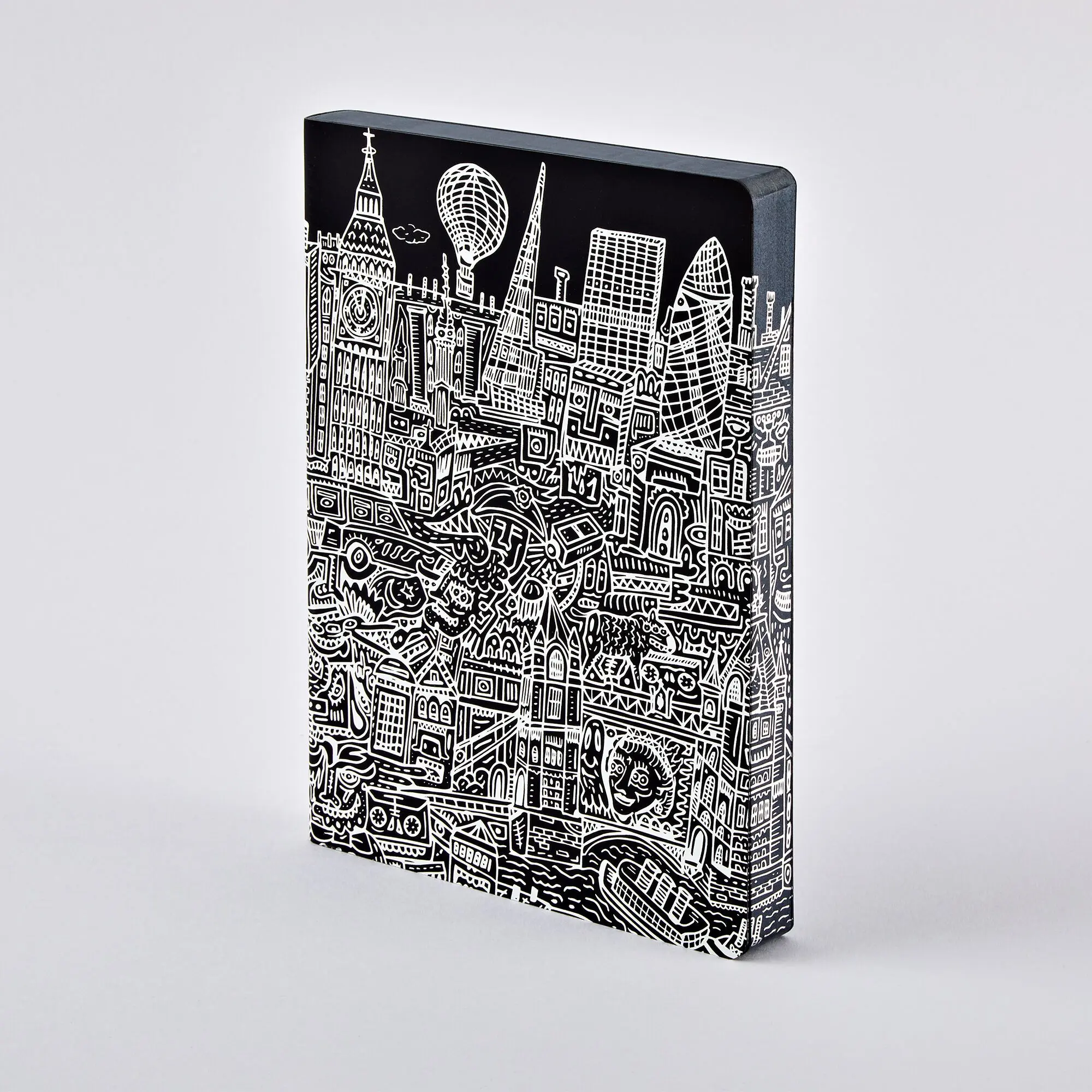 London - Graphic L | nuuna notebook A5+ | 3.5 mm dot grid | 120 g premium paper | leather black | sustainably produced in Germany
