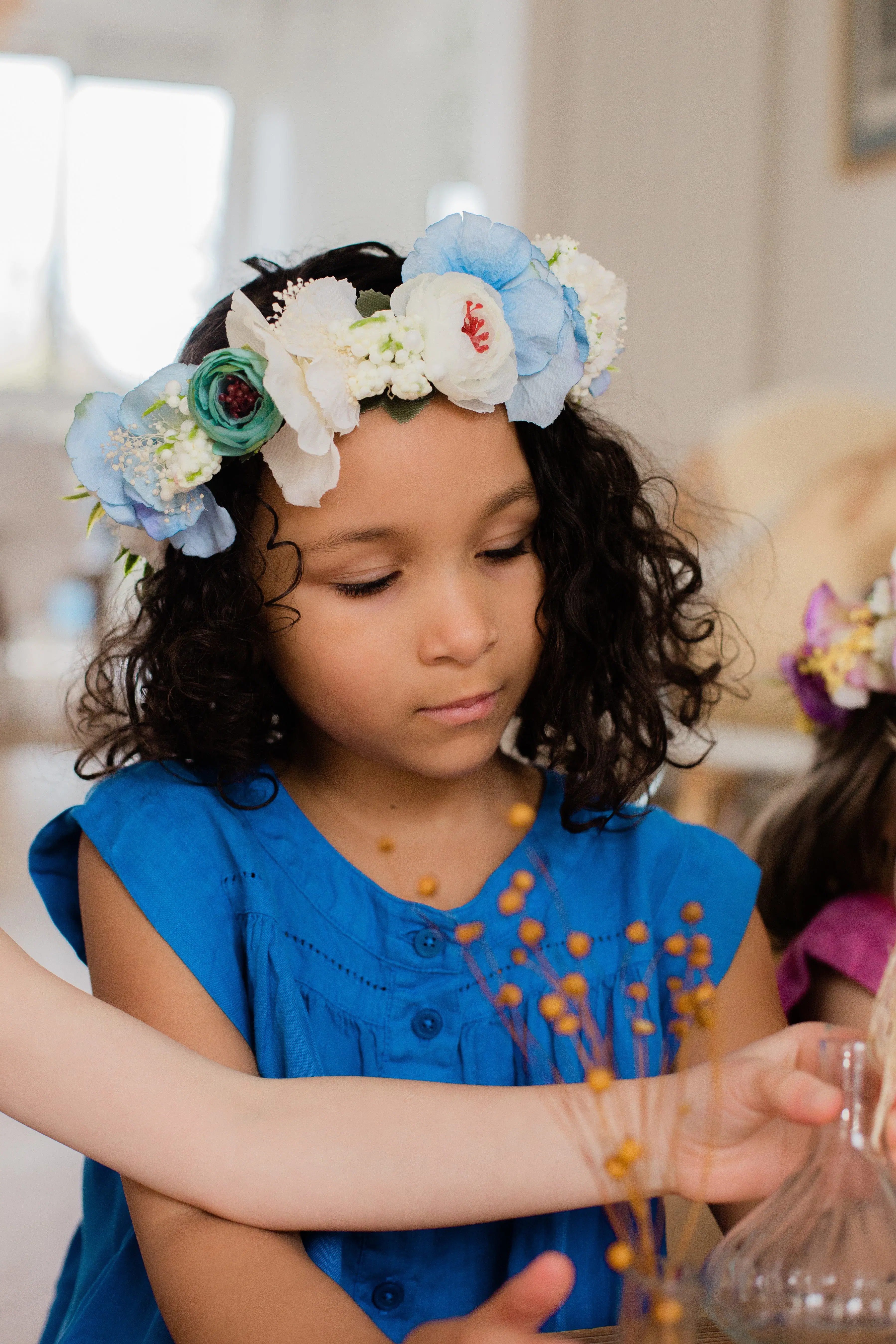Blue flower crowns (set of 3)