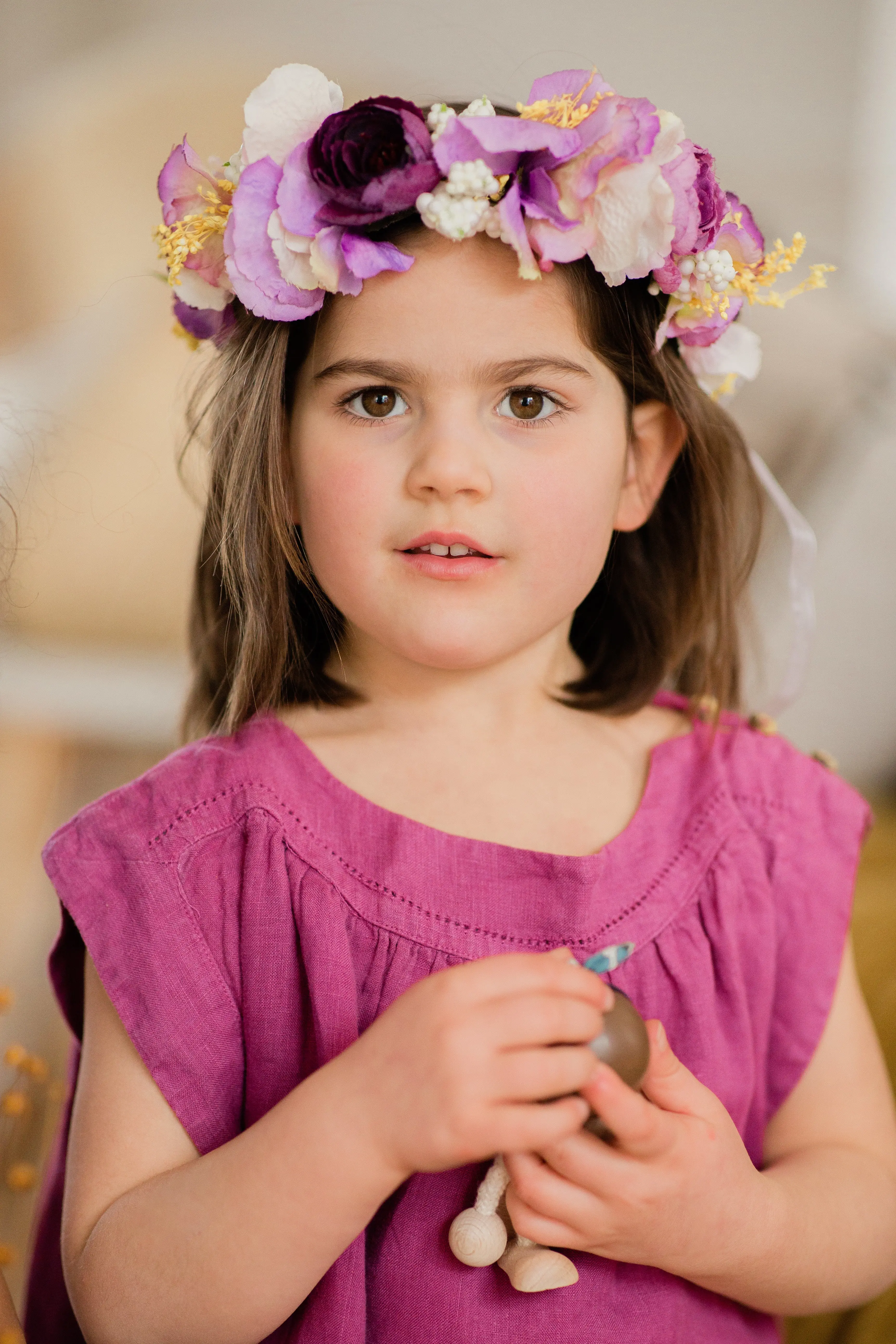 crown of purple and yellow flowers (set of 3)