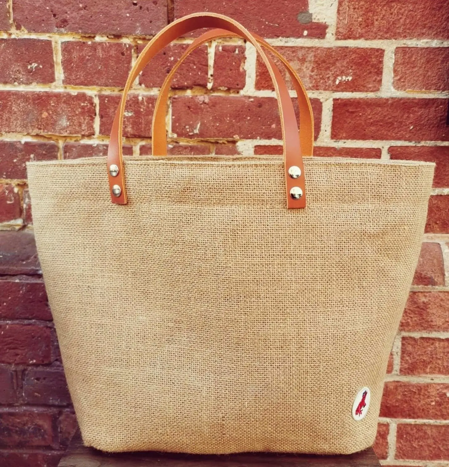 Bag, basket, tote with cognac handles