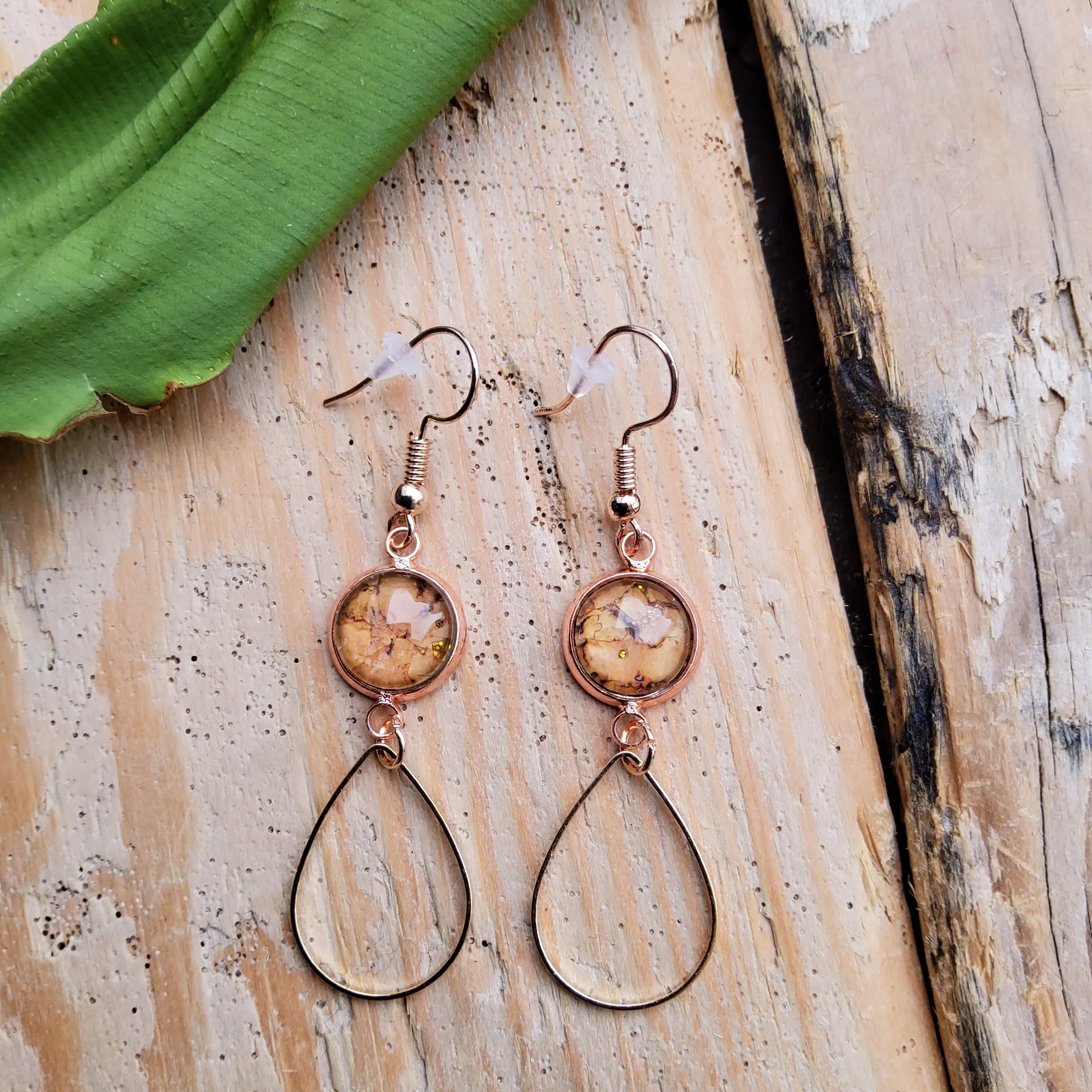 Sabrina cork earrings, rose gold metal