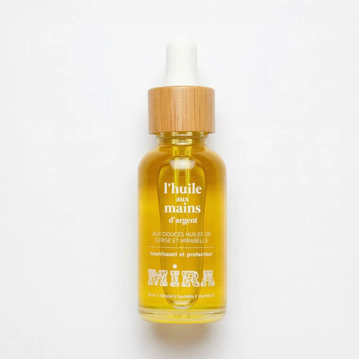 Soin naturel pour les mains - Huile aux mains d'argent - Soin à l'huile de mirabelle, jojoba, cerise, citron et orange - Mains - Hydratante, adoucissante, protectrice, fini non gras - 30 ml