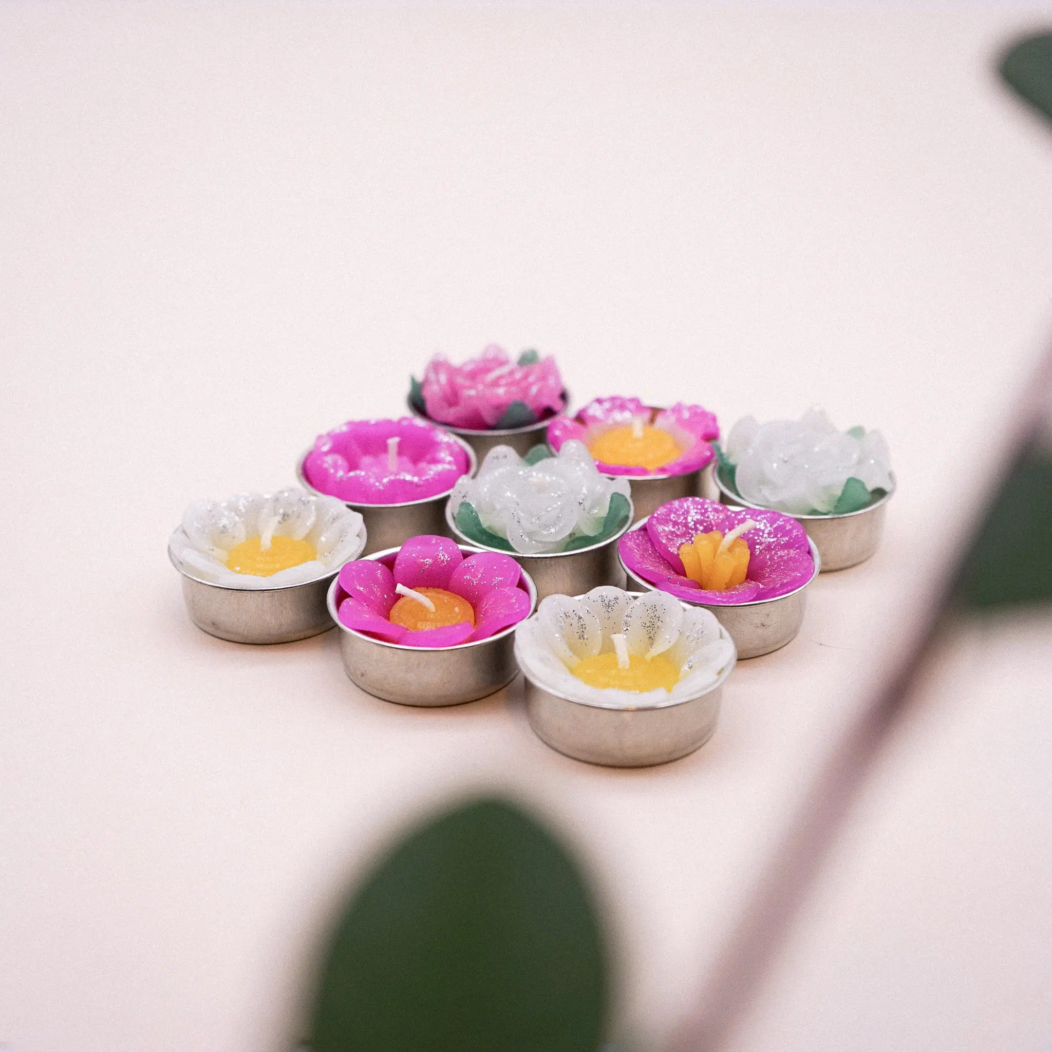 Big Assorted Glitter Flower Scented Tealight Set