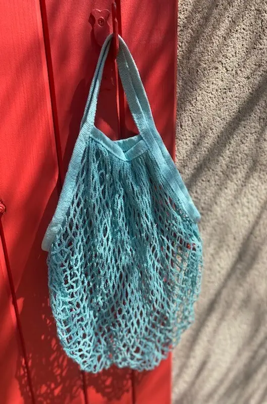 Turquoise cotton net bag
