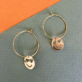 Smiley golden hoops