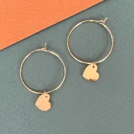 Heart golden hoops