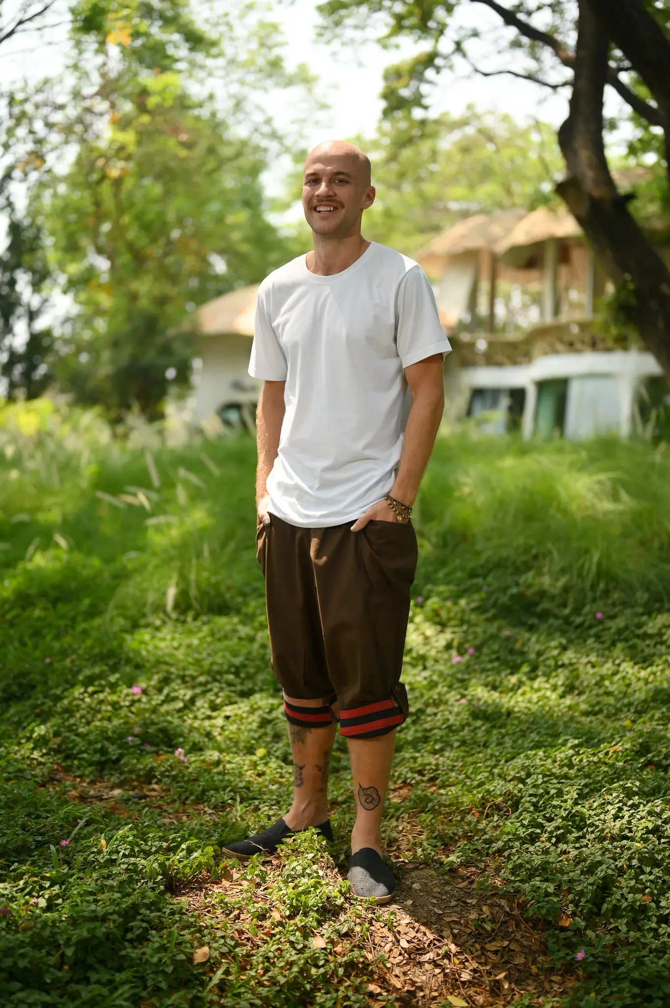 virblatt - pantalones bombachos cortos hombre | 100% algodón | Pantalones de verano pantalones cortos Pantalones de verano Aladdin hombres Pantalones cortos Hippie 3/4 pantalones hombres - generosamente marrón S-M