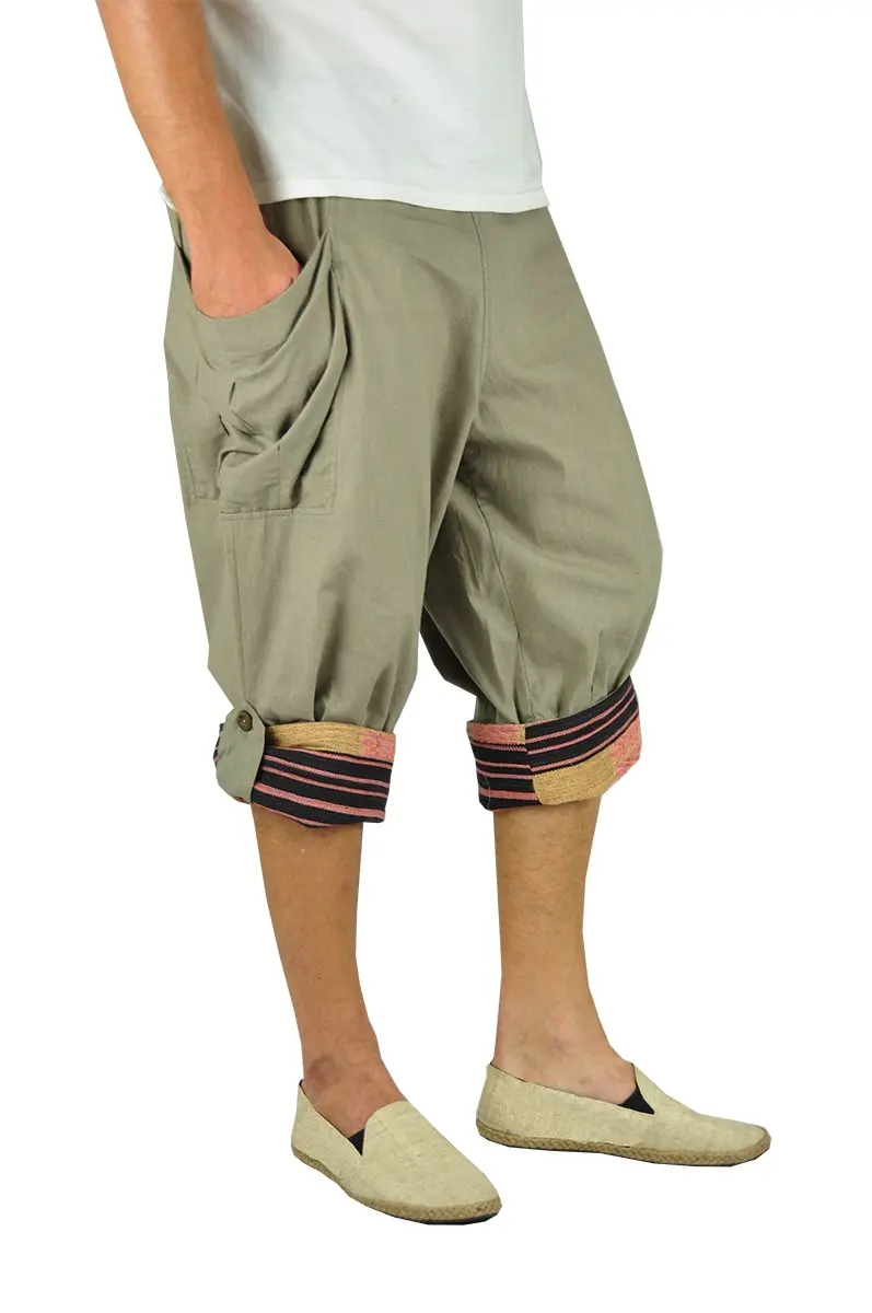 virblatt - pantalones bombachos cortos hombre | 100% algodón | Pantalones de verano pantalones cortos Verano Aladdin pantalones hombres Pantalones cortos Hippie 3/4 pantalones hombres - generoso tanque XXL