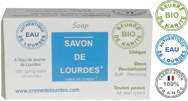 Solid Lourdes soap with organic and natural active ingredients