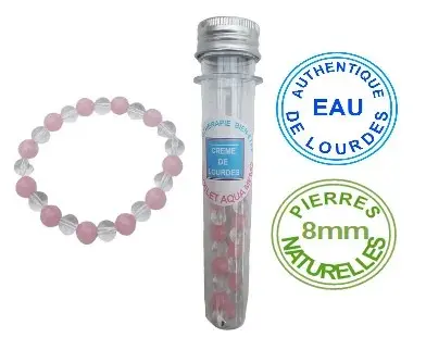 Bracelet lithotherapy natural stones rock crystal and pink quartz