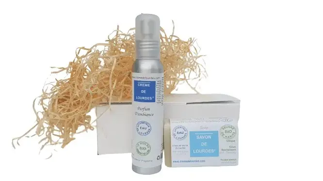 Lourdes Cream Gift Set No. 2: Solid Soap and Home Fragrance
