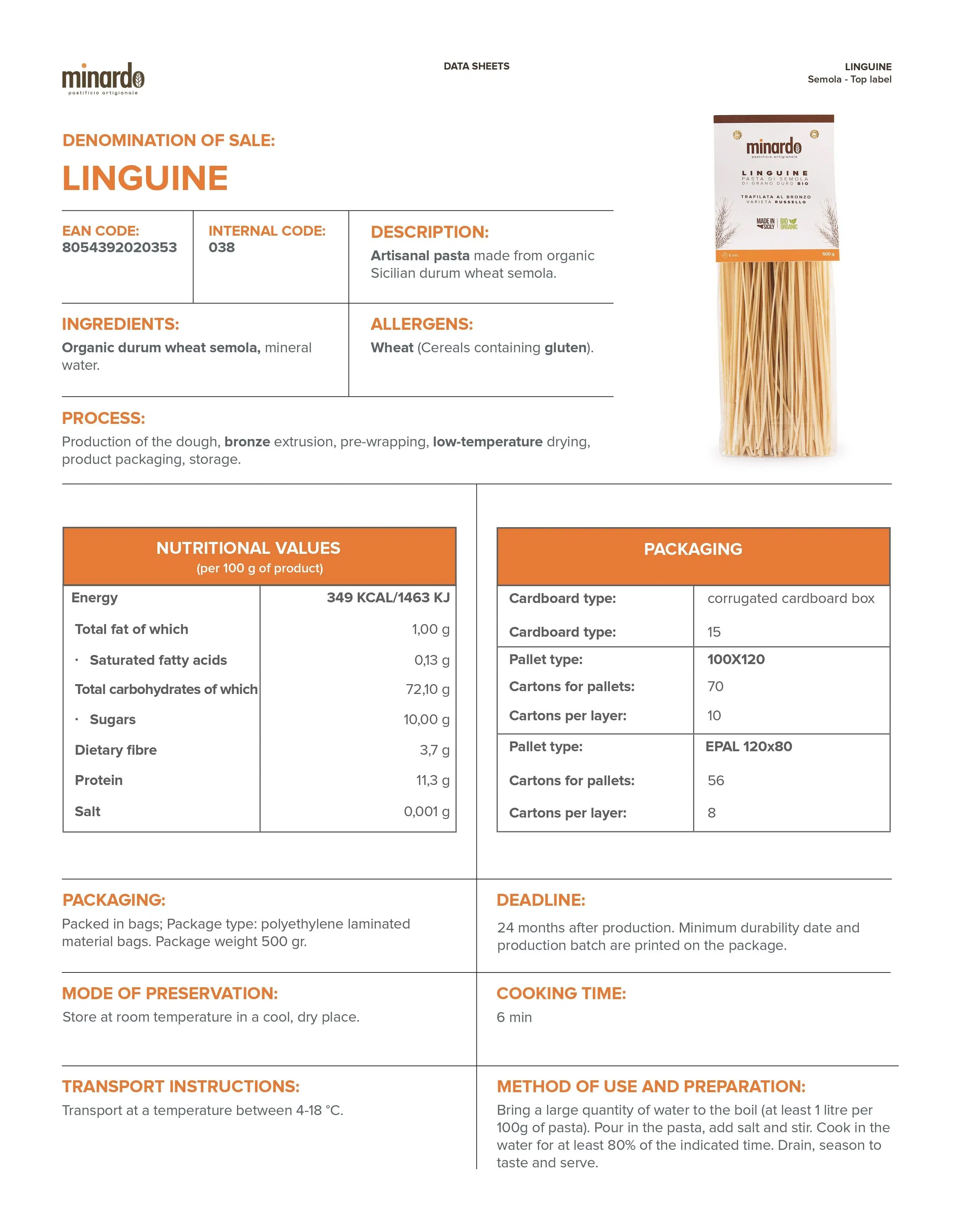 Linguine - Pasta di semola di Grano duro Bio - 500 gr