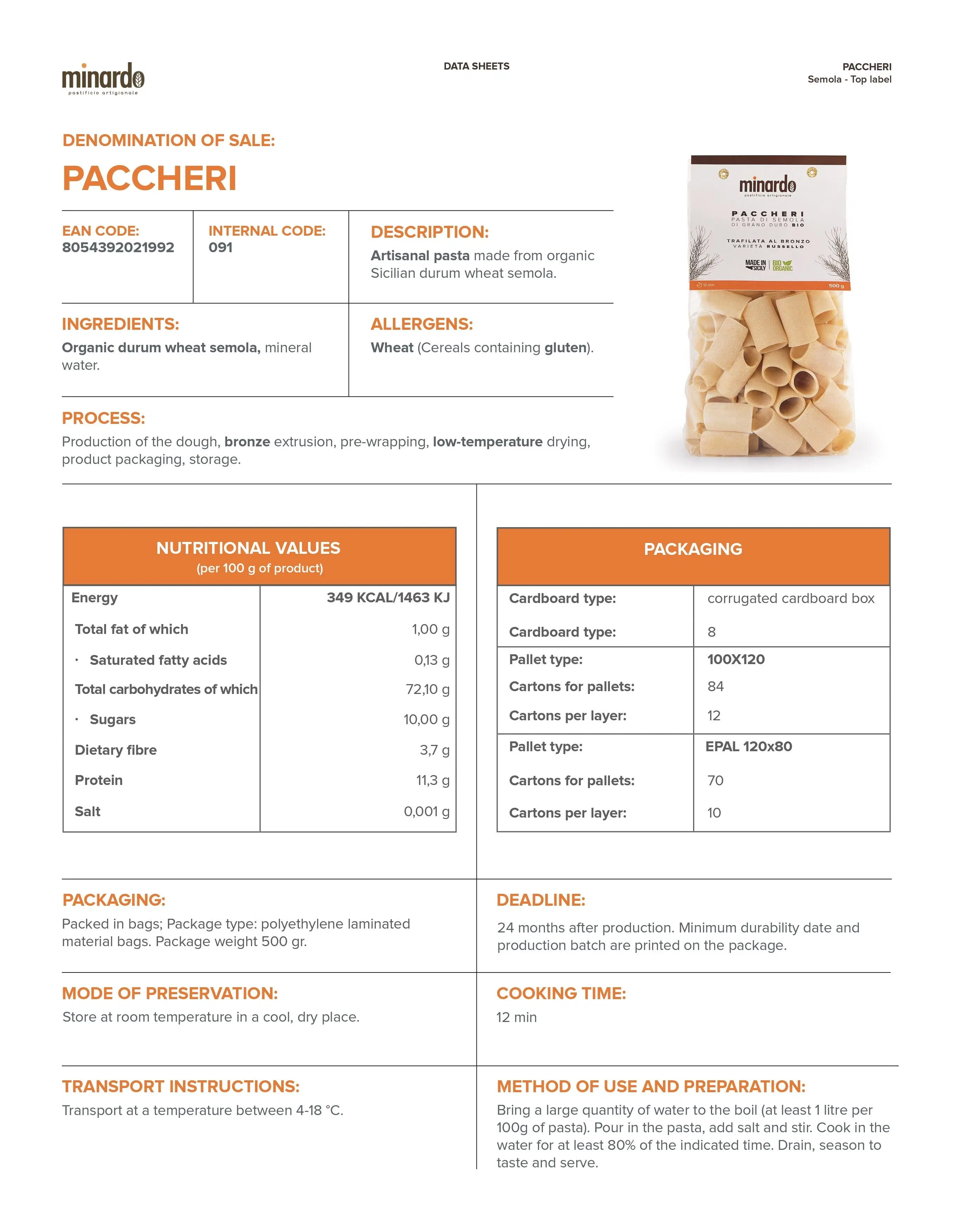 Paccheri - Pasta di semola di Grano duro Bio - 500 gr