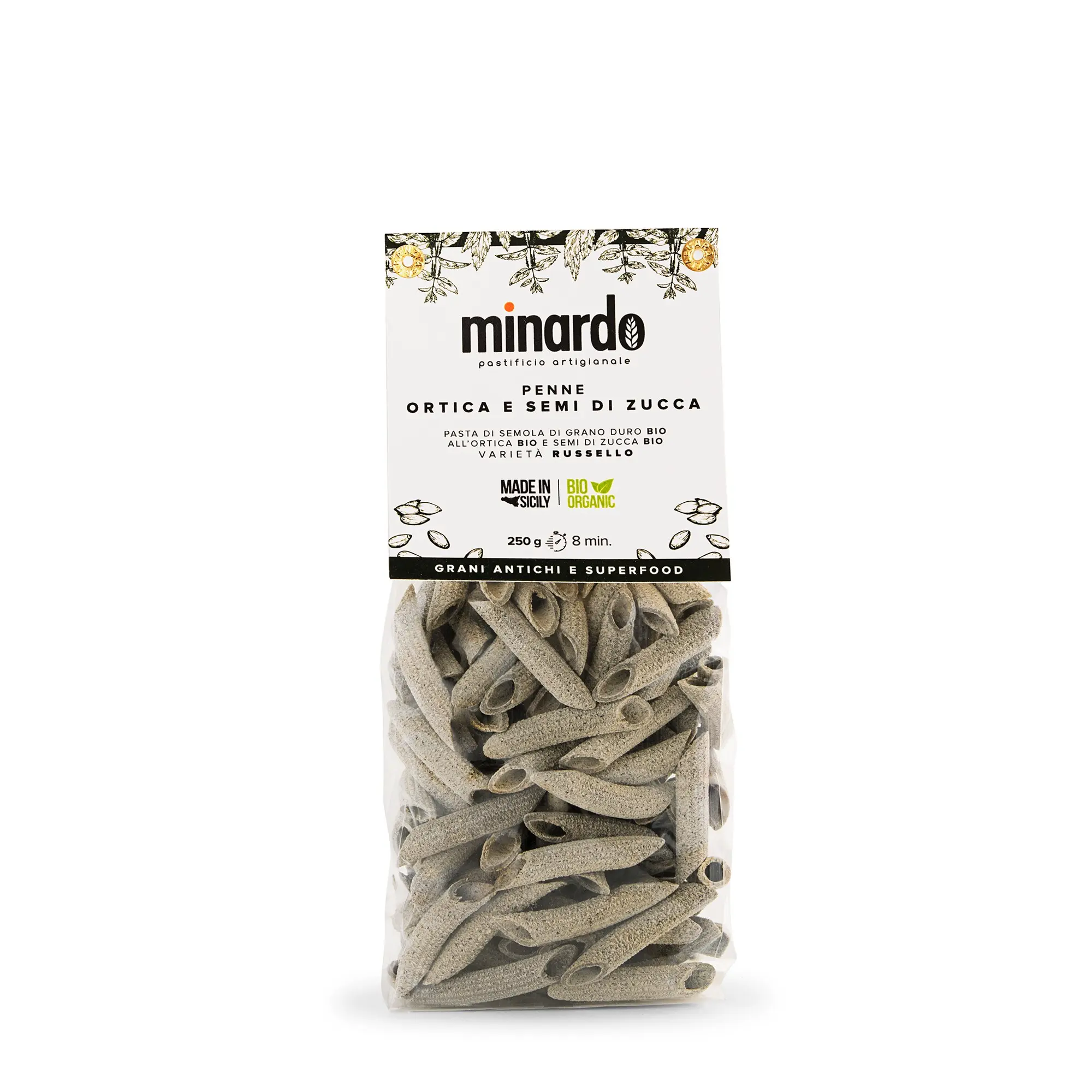 Penne nettle and pumpkin seeds - Organic Pasta - 250 gr