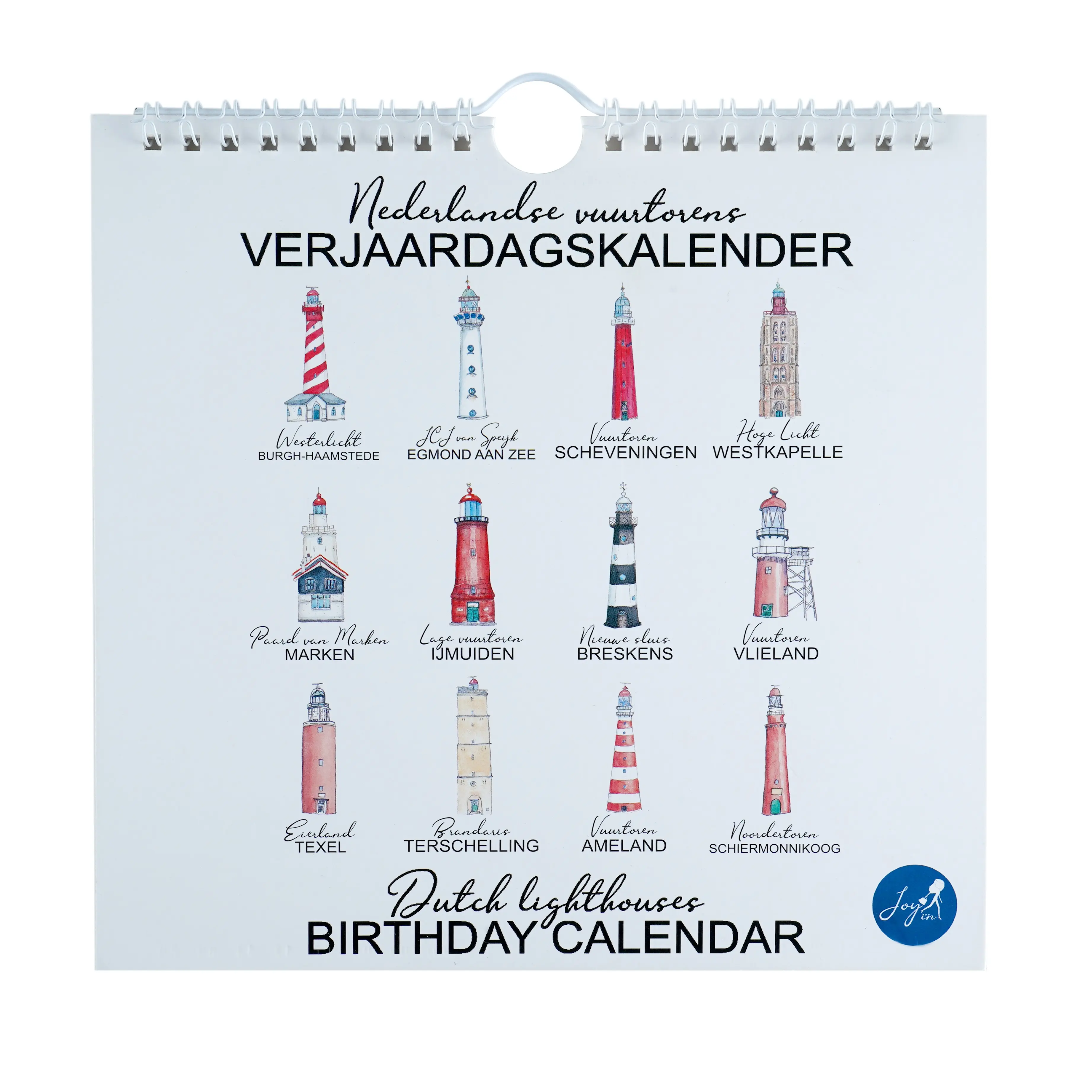 Bithday calendar dutch lighthouses - joyin  - EGMOND AAN ZEE, SCHEVENINGEN ( DEN-HAAG), AMELAND, IJMUIDEN, MARKEN, WESTKAPELLE, TERSCHELLING, TEXEL, BRESKENS, BURGH-HAAMSTEDE, VLIELAND, SCHIERMONNIKOOG