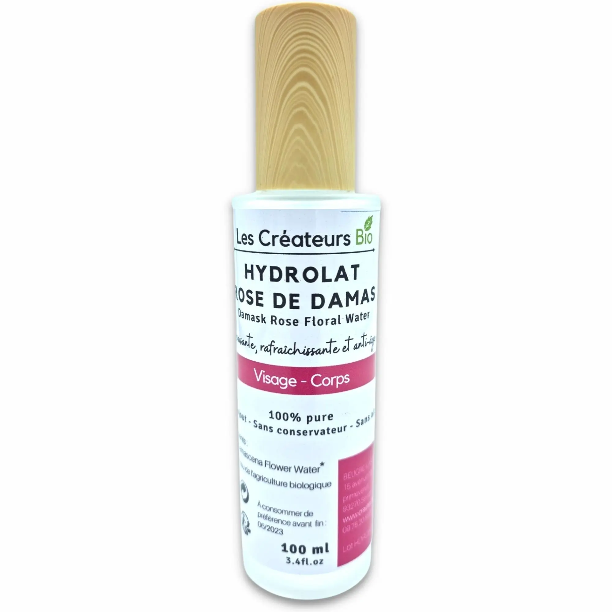 Reines und 100 % natürliches Damastrosen-Hydrosol (Rosenwasser) - 100 ml