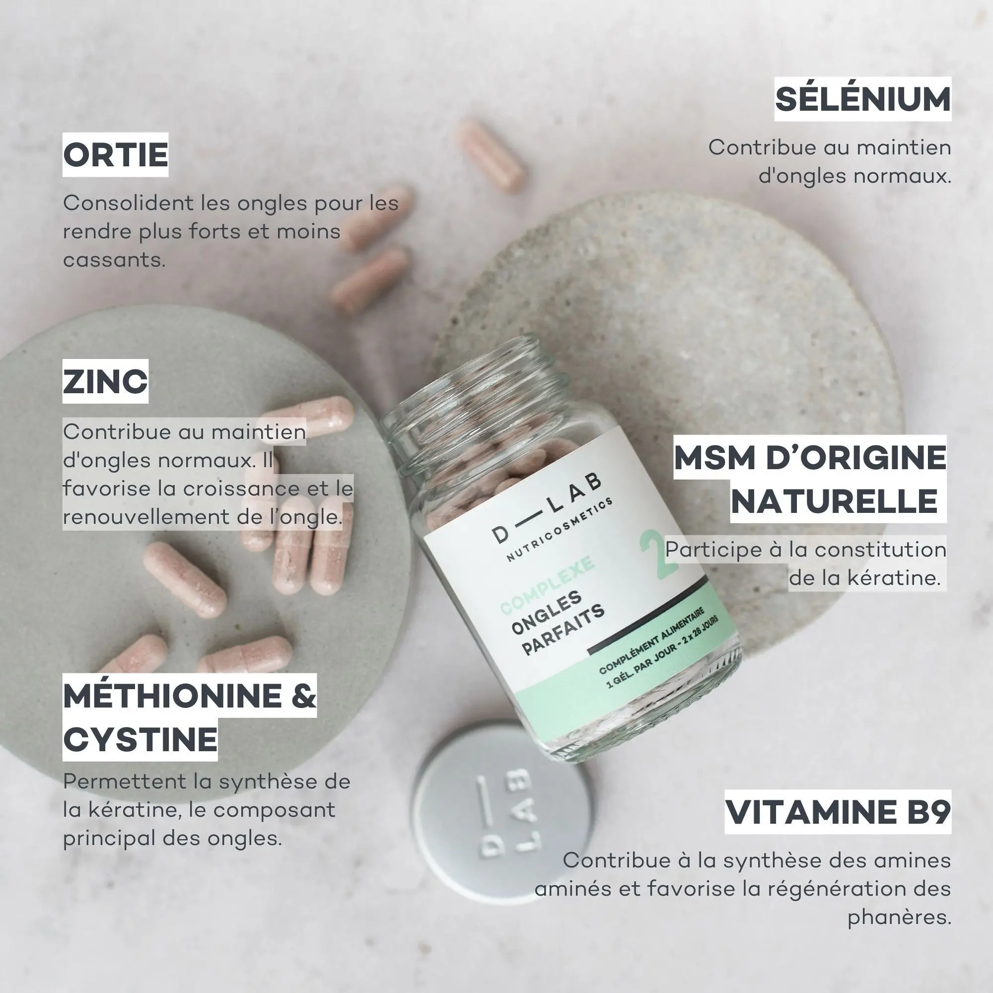 COMPLEXE ONGLES PARFAITS 2 MOIS - Nourrit & renforce - Compléments Alimentaires