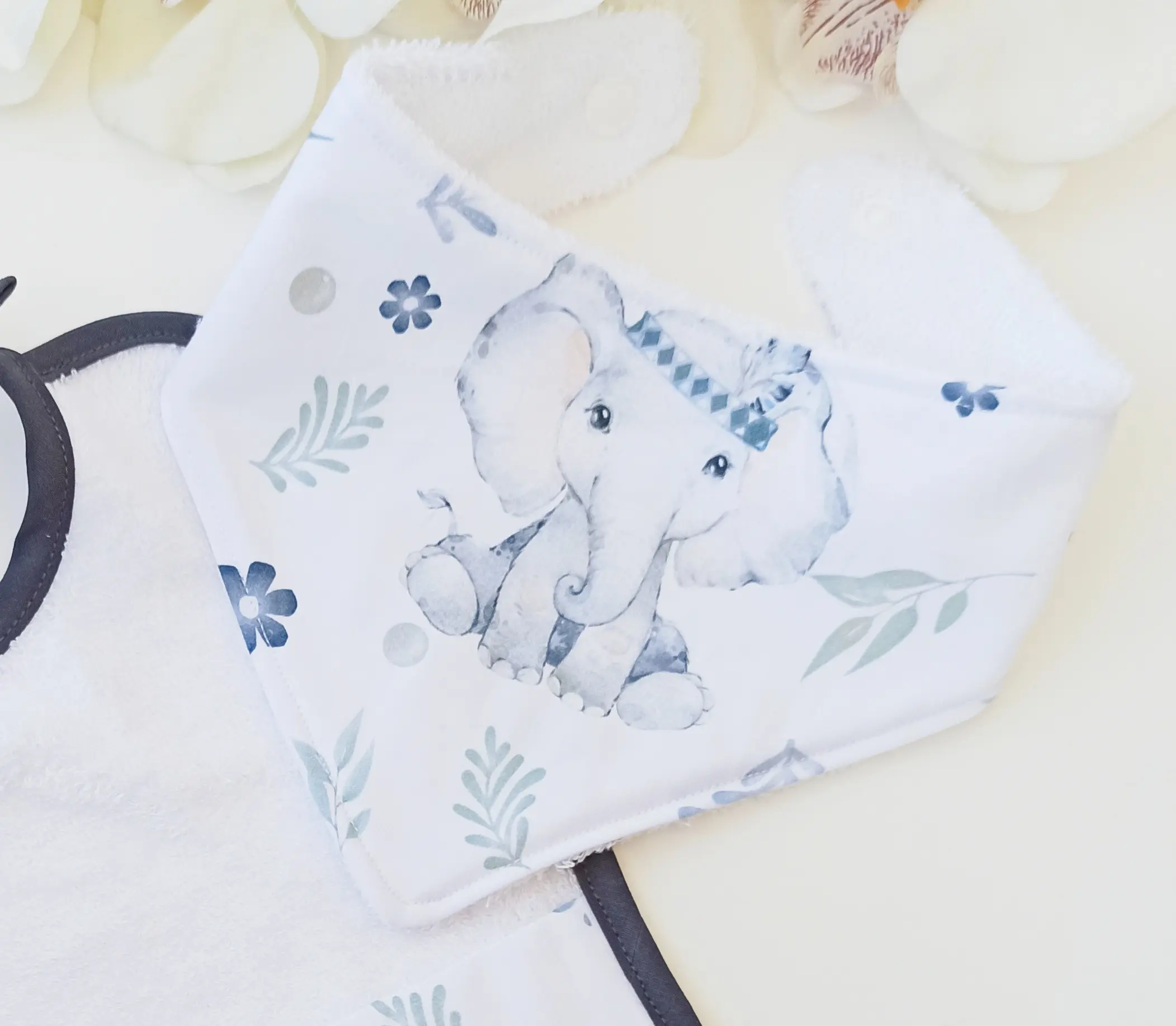 Bohemian Baby Elephants Bandana Bib