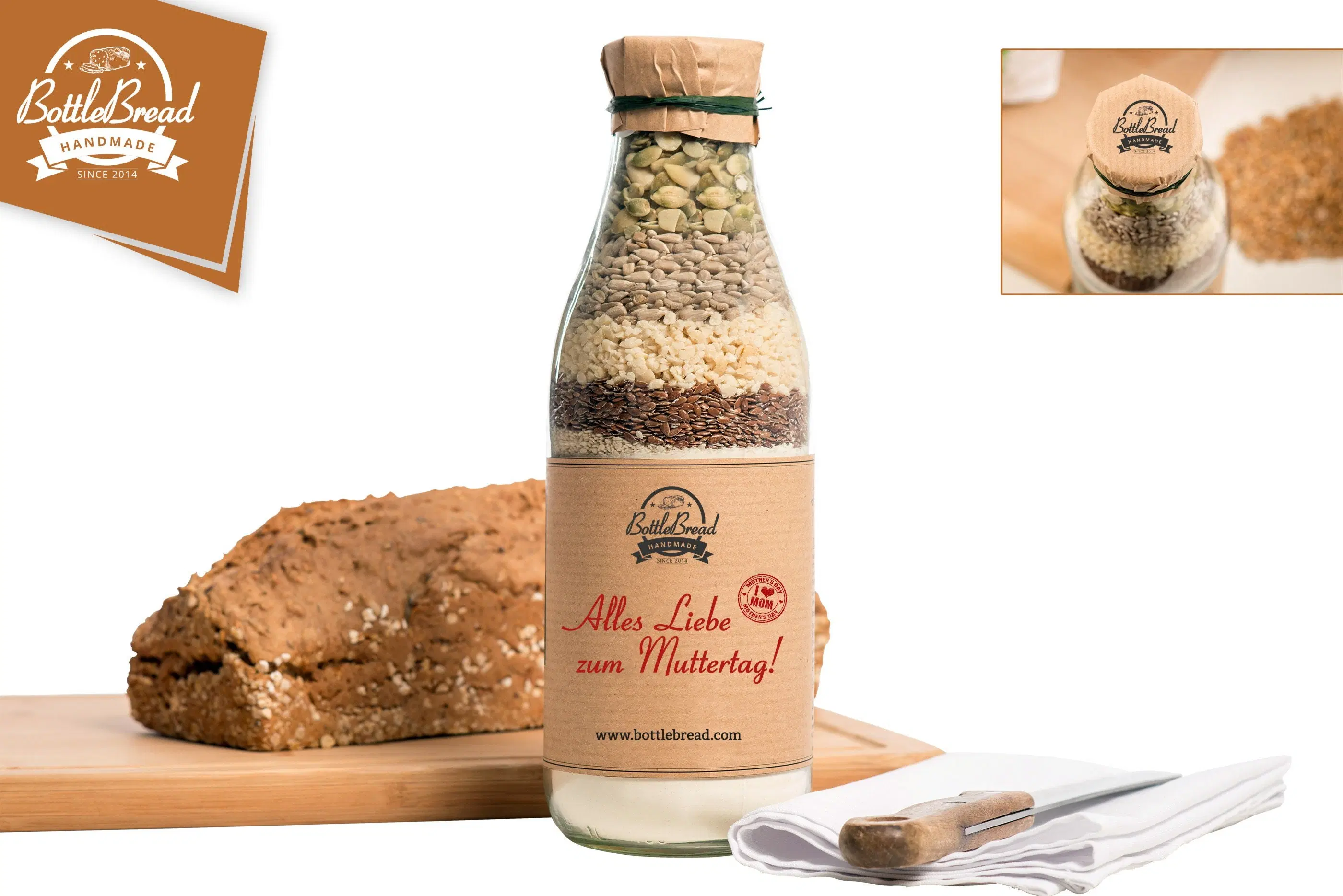 BottleBread "Happy Mother's Day Stamp" Baking Mixture Bread Baking Mixture in a Glass Bottle Mother's Day Gift Gift for Mother's Day