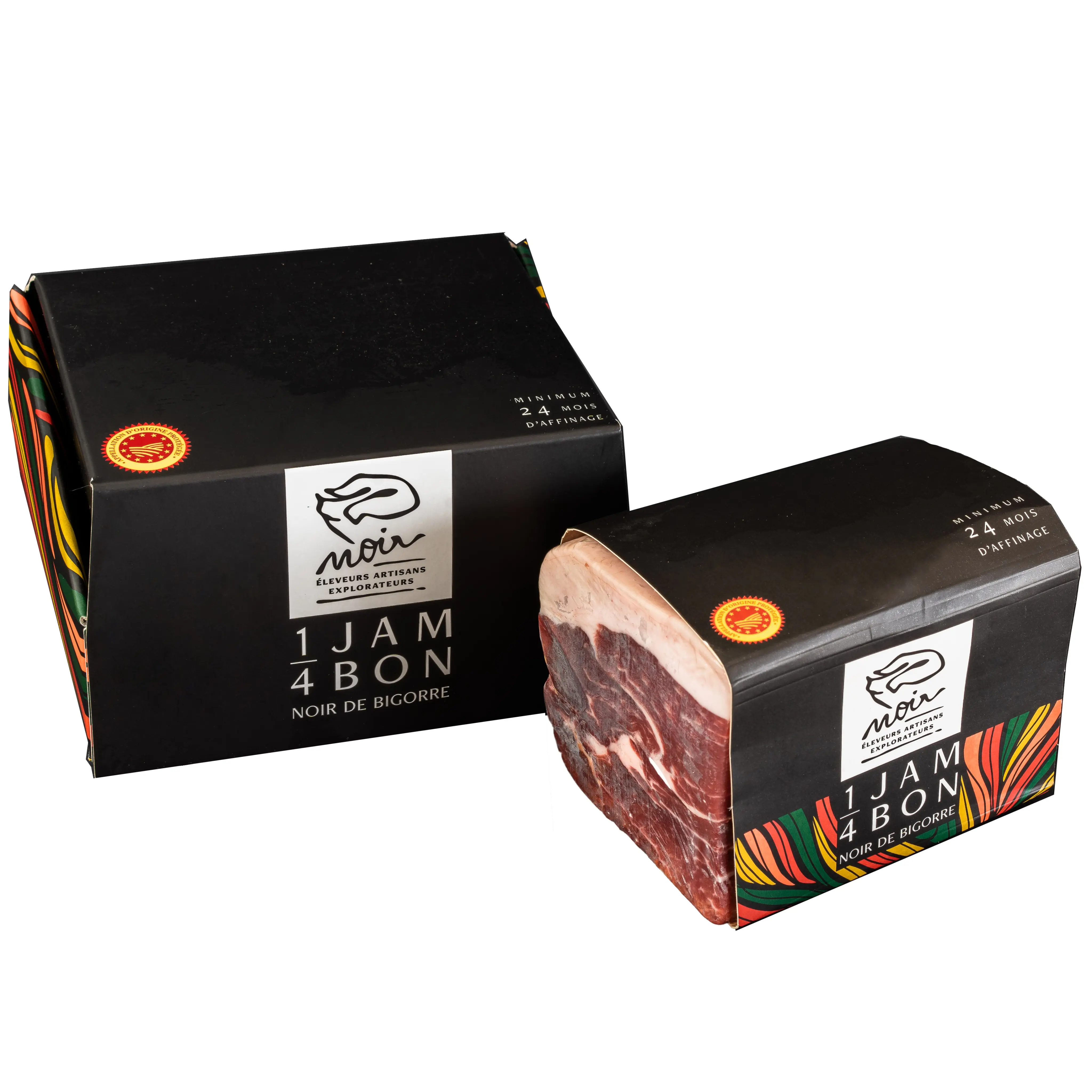 Quarter of Black Ham from Bigorre PDO, boneless, rind - ripened 24 months - With a gift box