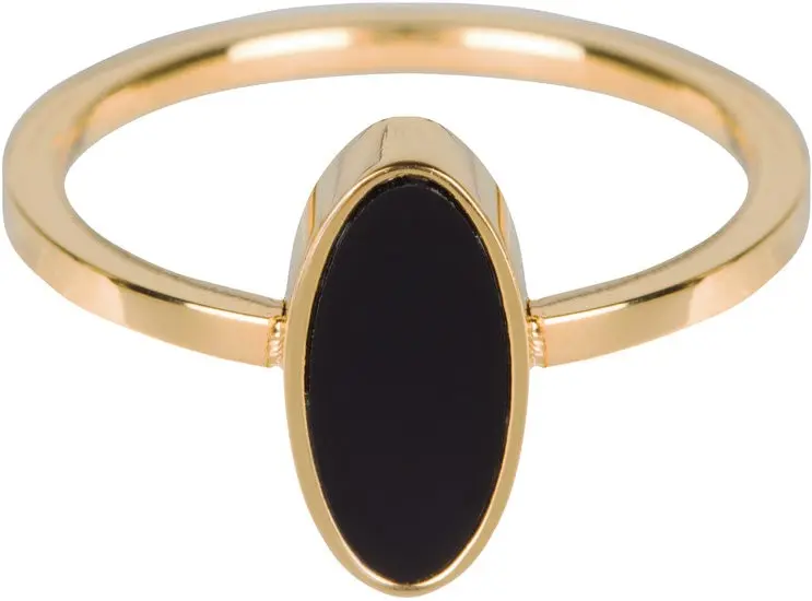 R533 Fashion Seal Oval Gold Steel with Black Stone