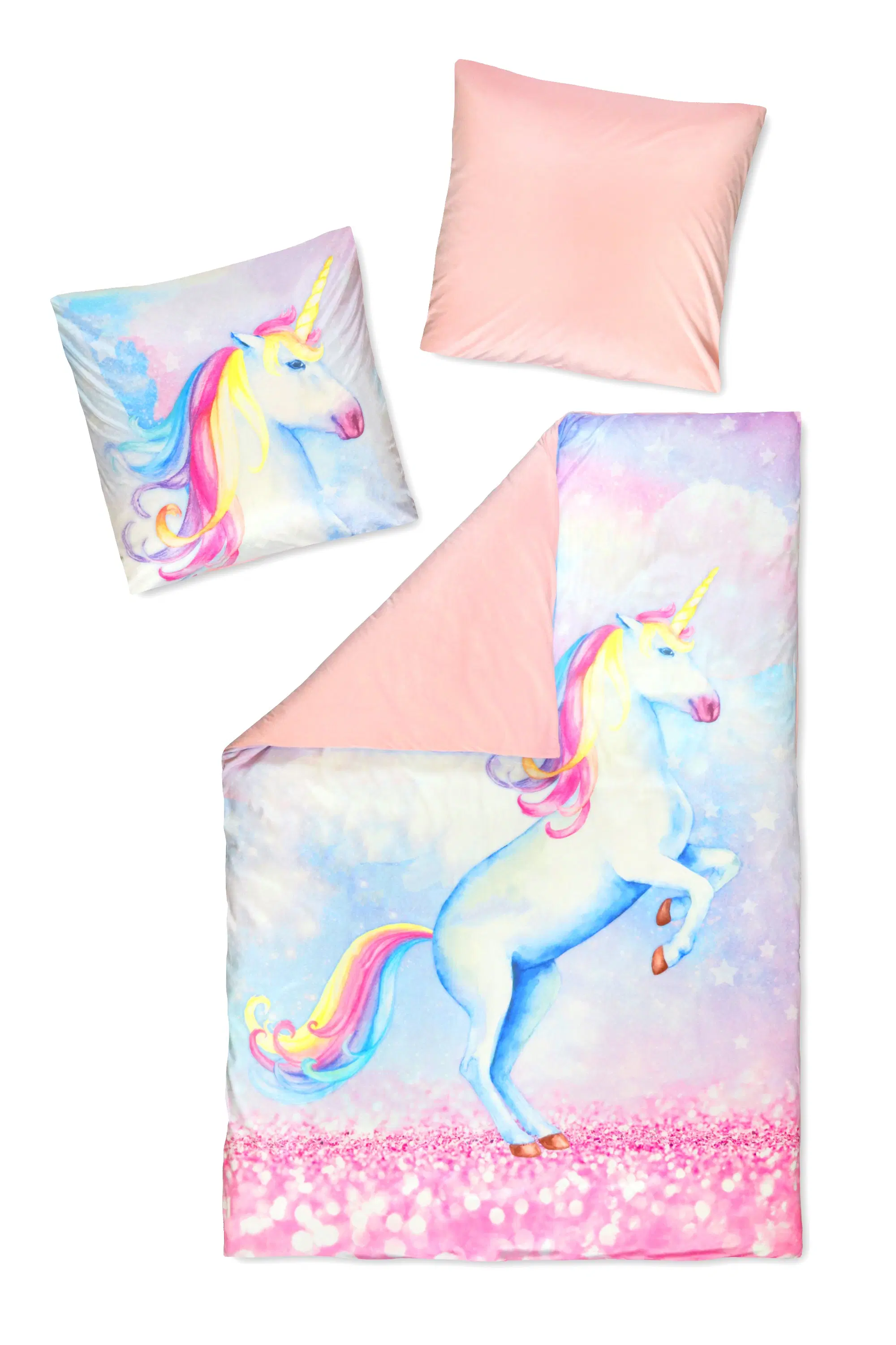Bettwäsche "Sparkle Unicorn" (135x200cm + 80x80cm)