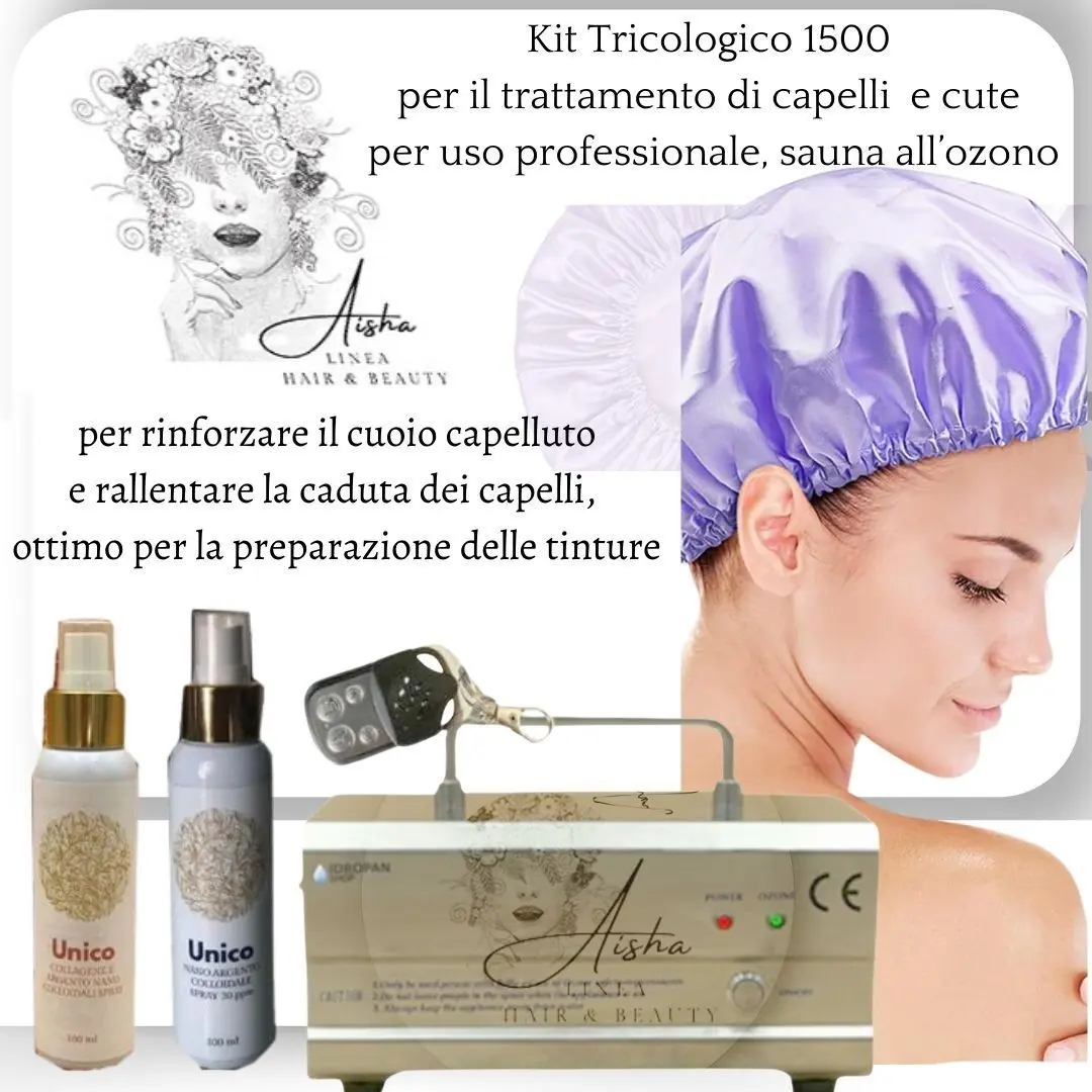 Kit de tricología para sauna capilar con ozono y mando a distancia.