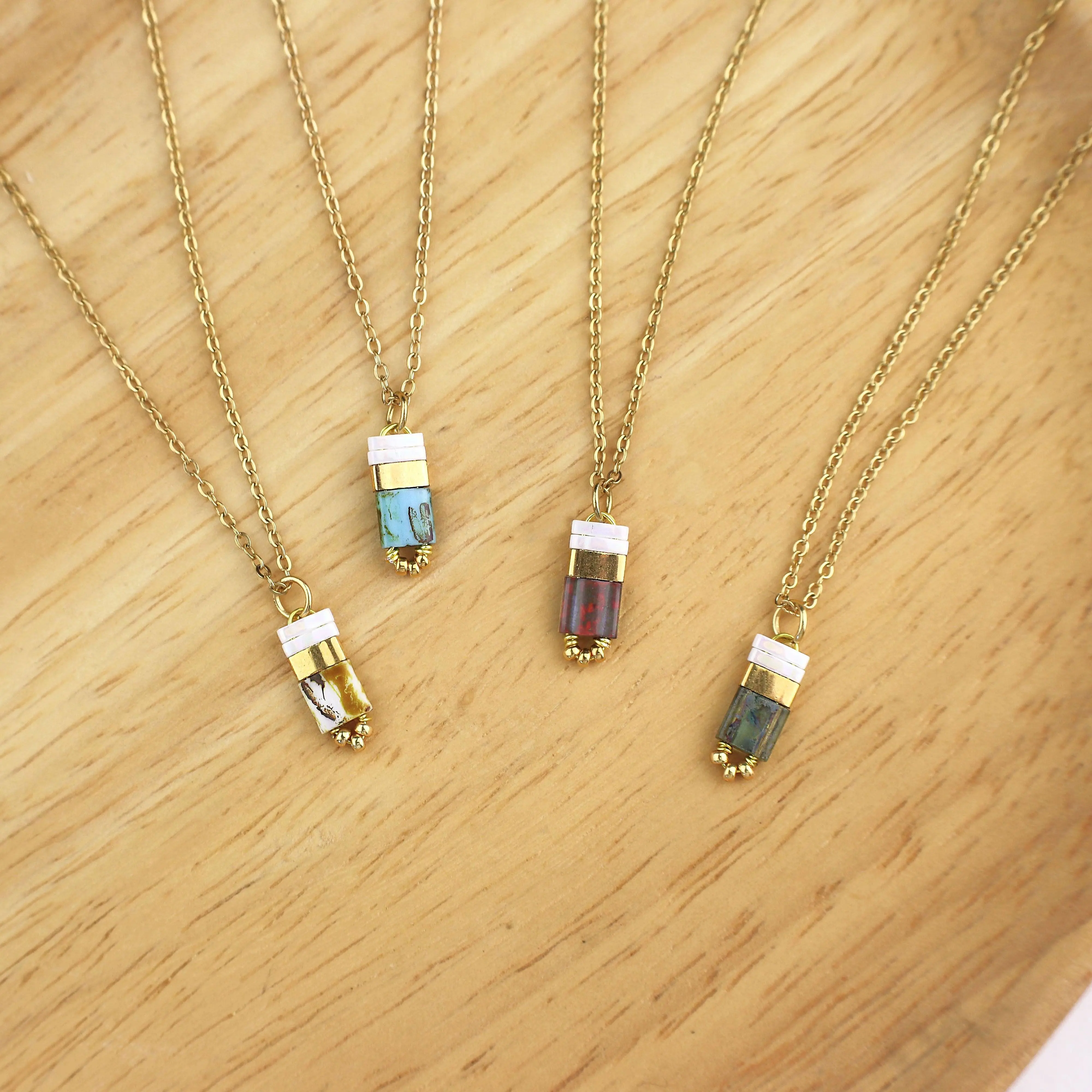 Japanese pearl pendant necklace - Minimalist and bohemian jewelry in stainless steel for women
