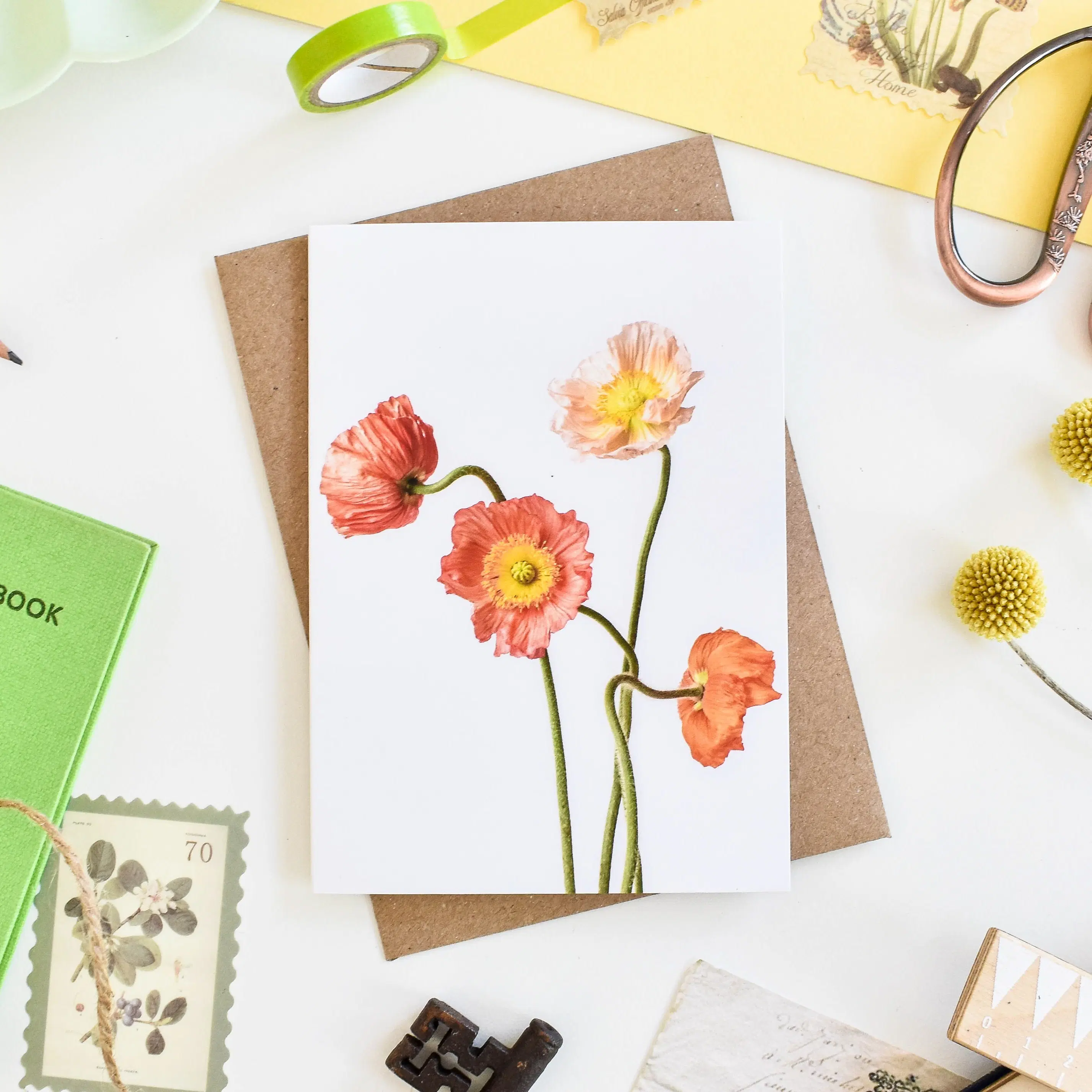 Orange Icelandic Poppies Greeting Card
