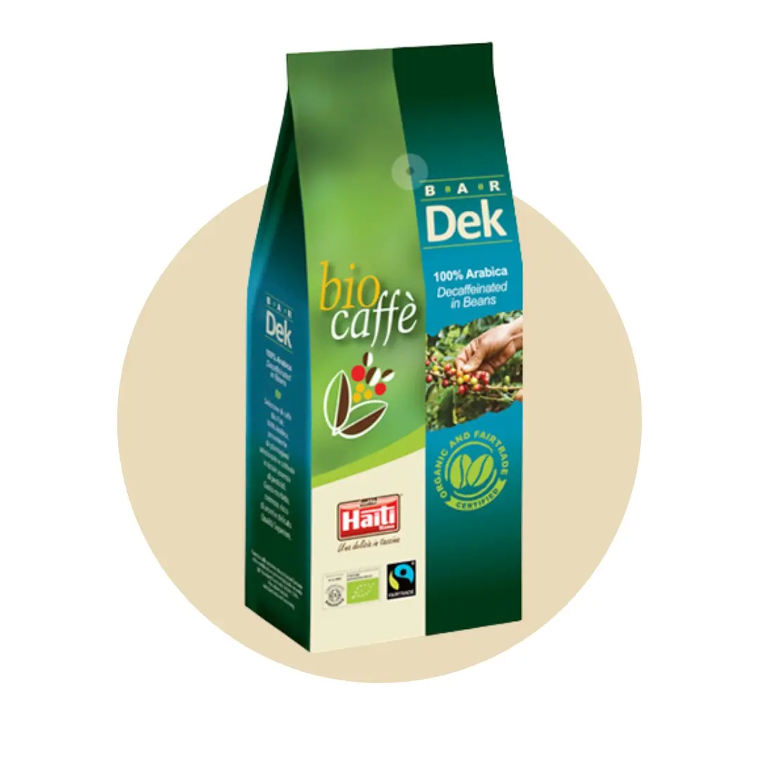 "Biocaffè Bar Dek" 100% Arabica in grani - 500 g