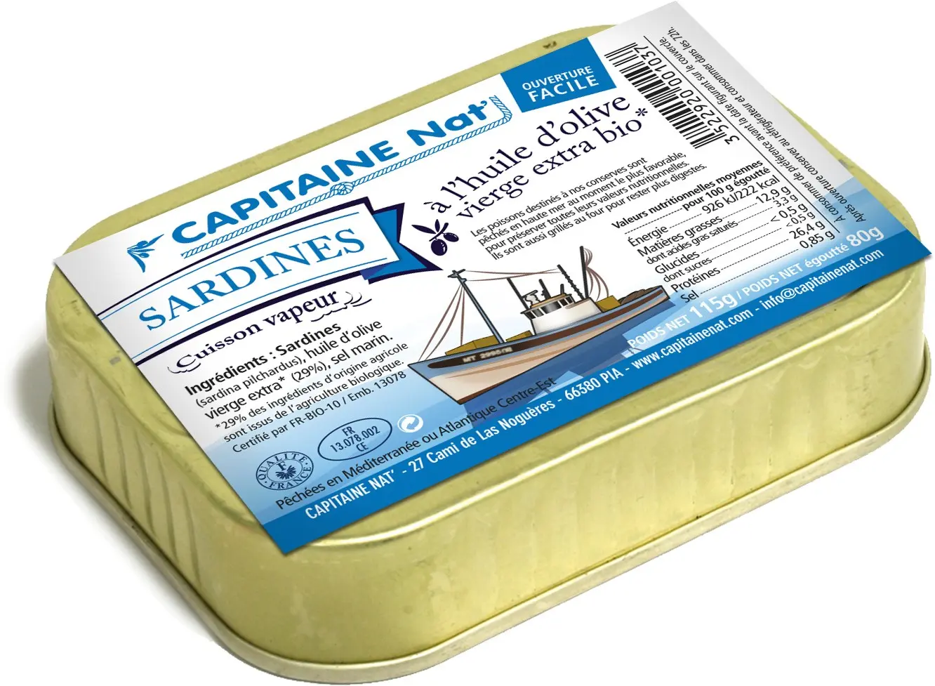 CONSERVAS DE PESCADO Sardinas en aceite de oliva virgen extra ecológico* - 1/6