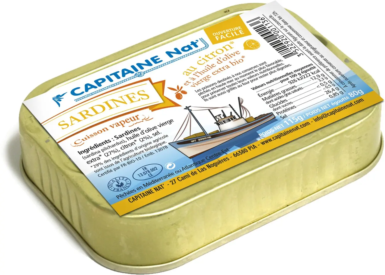 CONSERVAS DE PESCADO Sardinas en aceite de oliva ecológico* y limón ecológico* - 1/6
