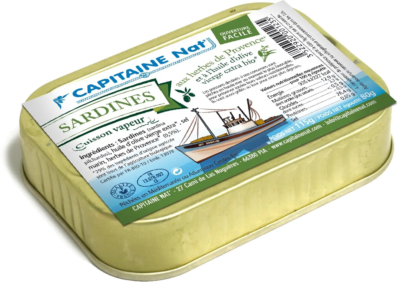 CONSERVAS DE PESCADO Sardinas en aceite de oliva ecológico* y hierbas ecológicas* - 1/6