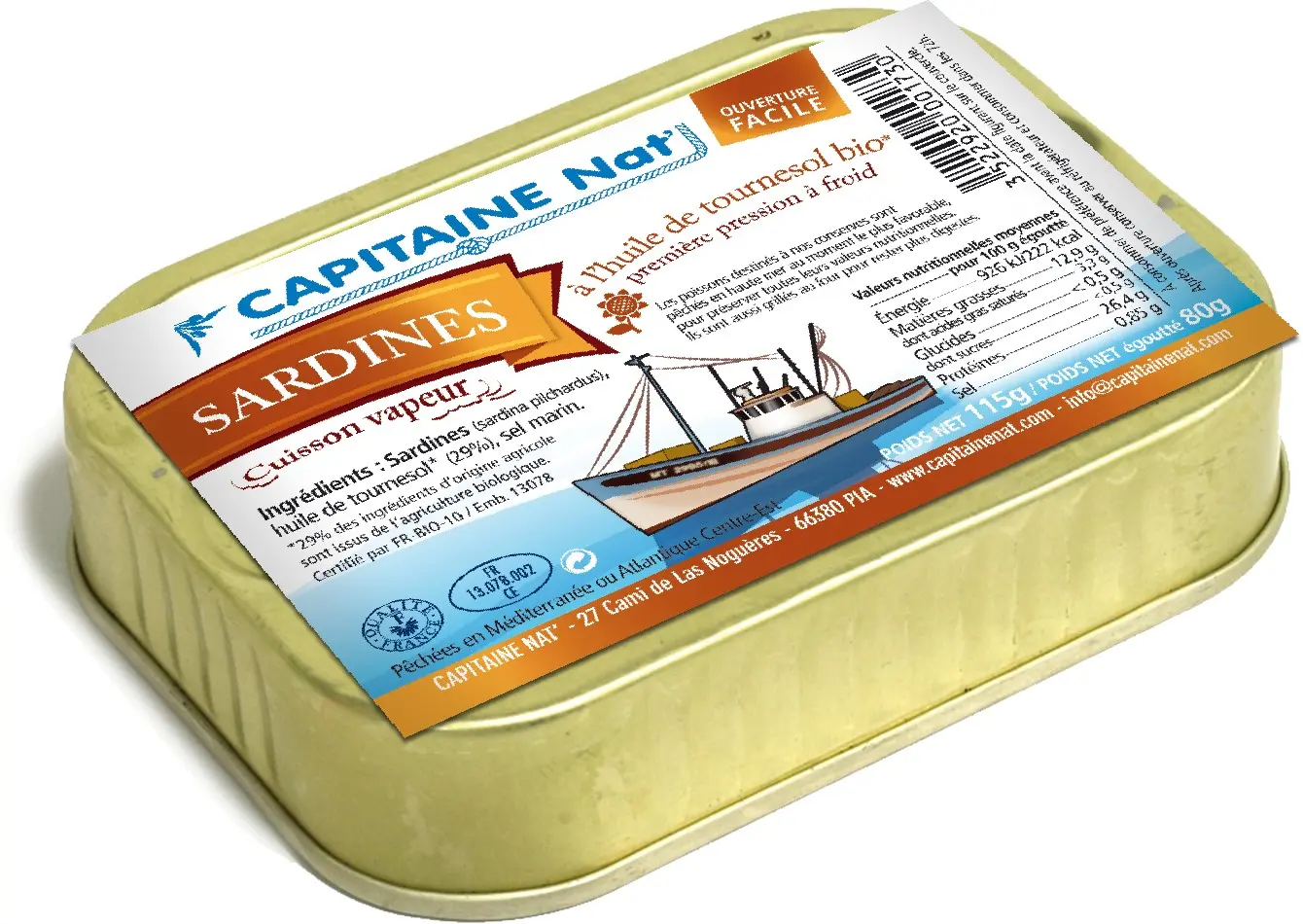 CONSERVAS DE PESCADO Sardinas en aceite de girasol ecológico* - 1/6