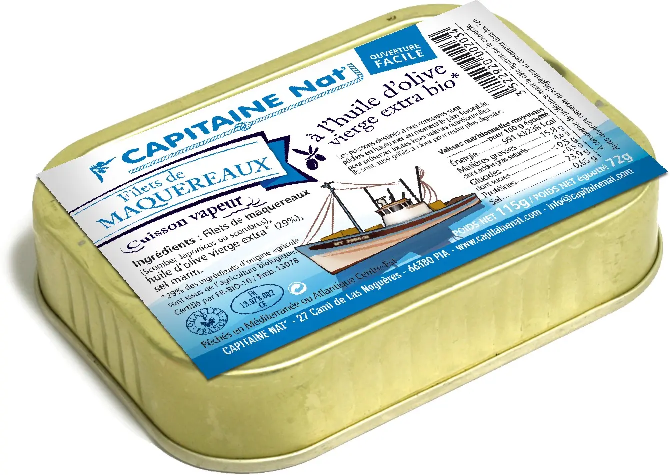 CONSERVAS DE PESCADO Filetes de caballa en aceite de oliva ecológico* - 1/6