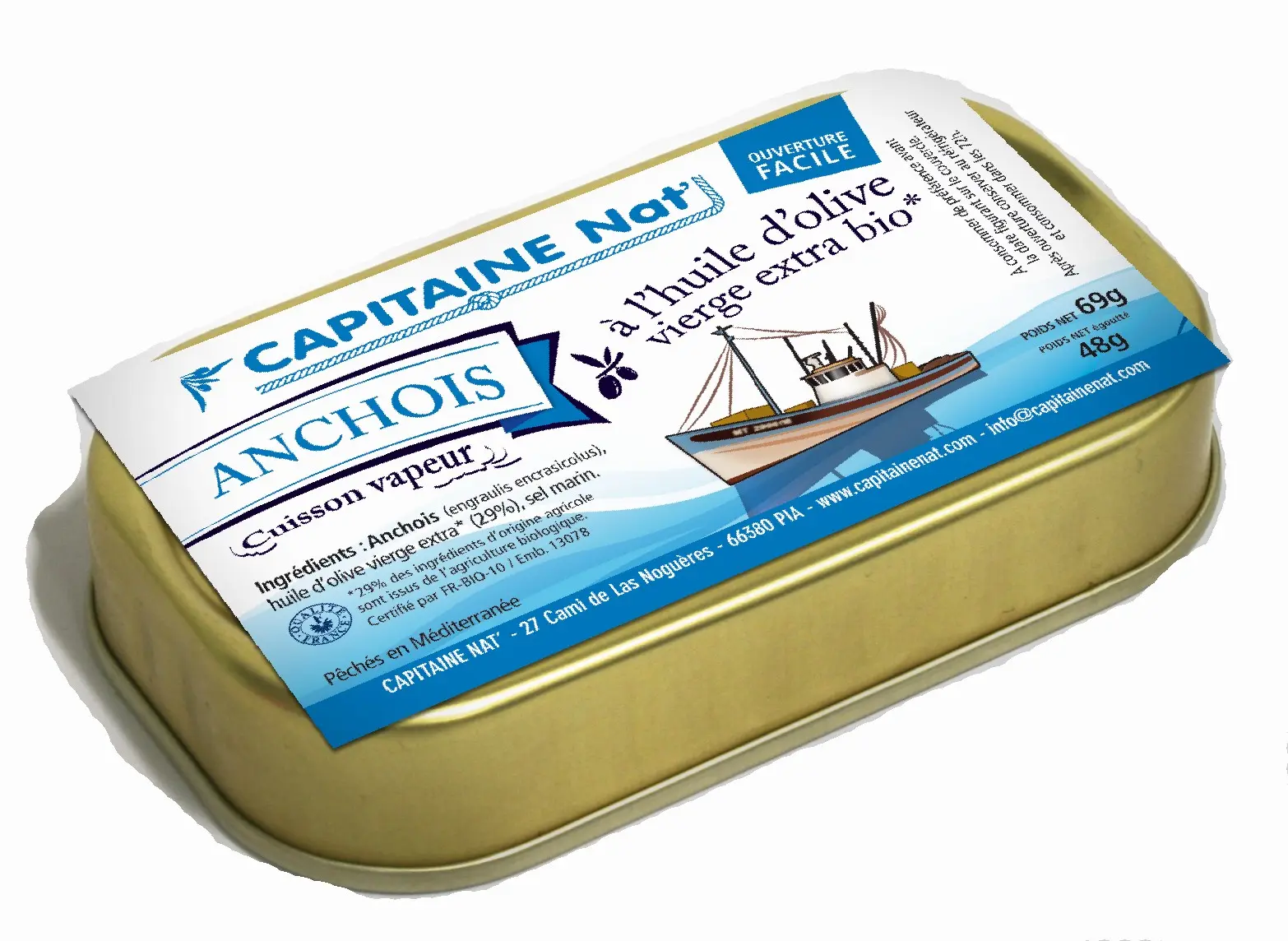 CONSERVAS DE PESCADO Anchoas enteras en aceite de oliva virgen extra ecológico* - 1/10