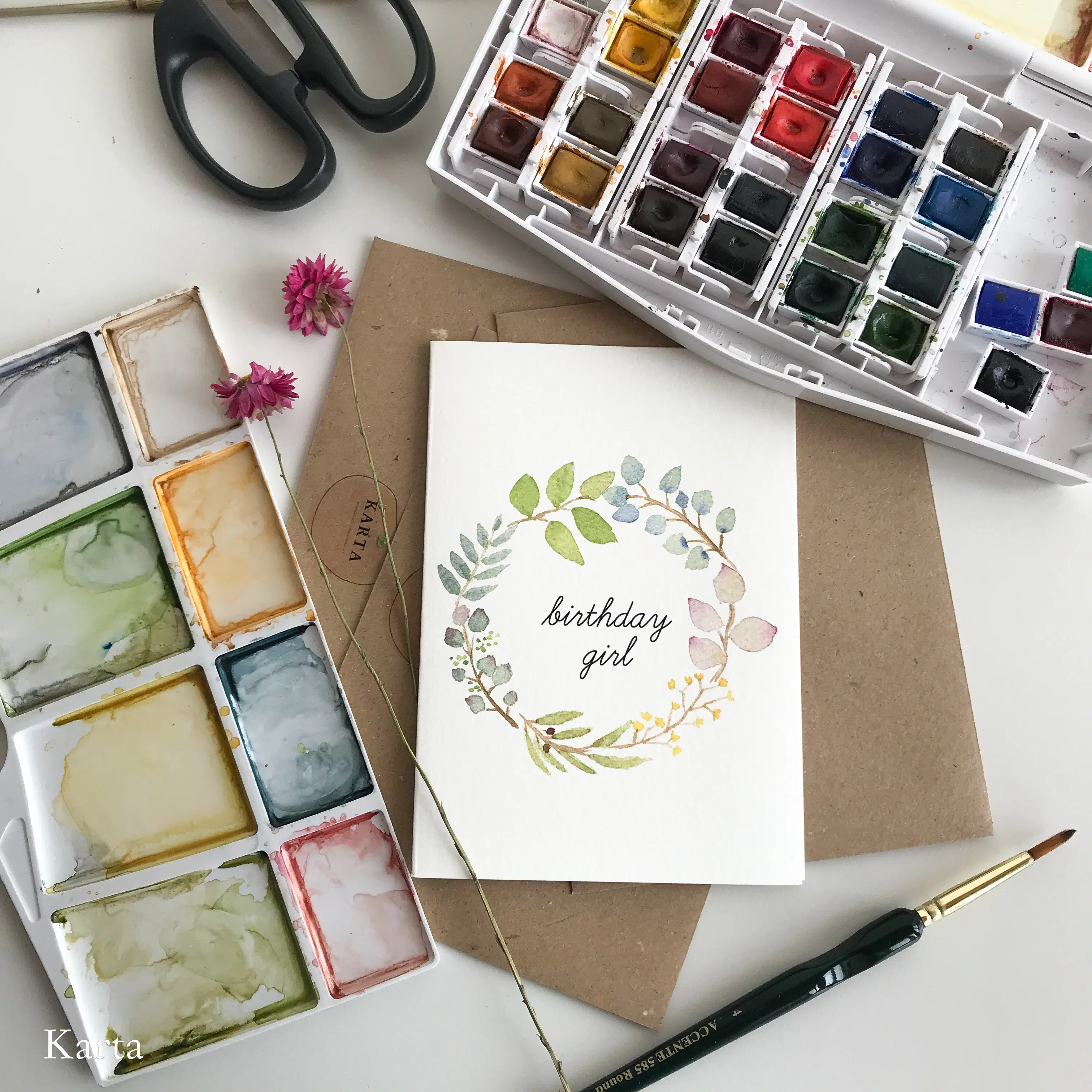 Greeting card - Colorful wreath